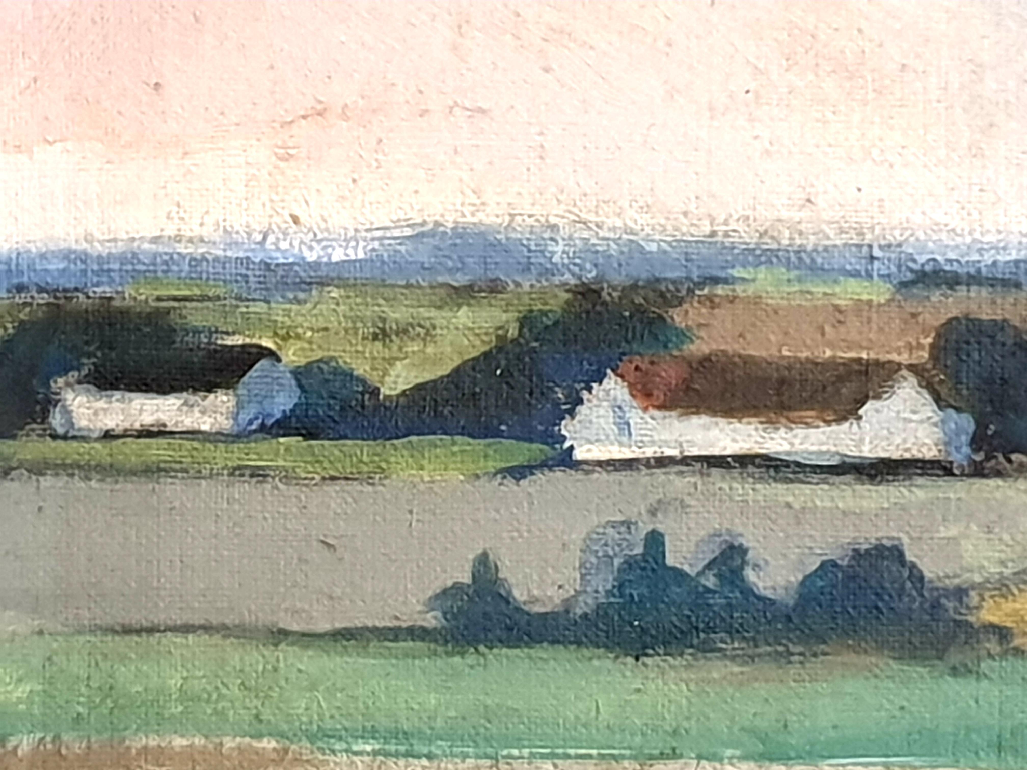 Danish, Colourfield Oil on Board of a Coastal Landscape. 1