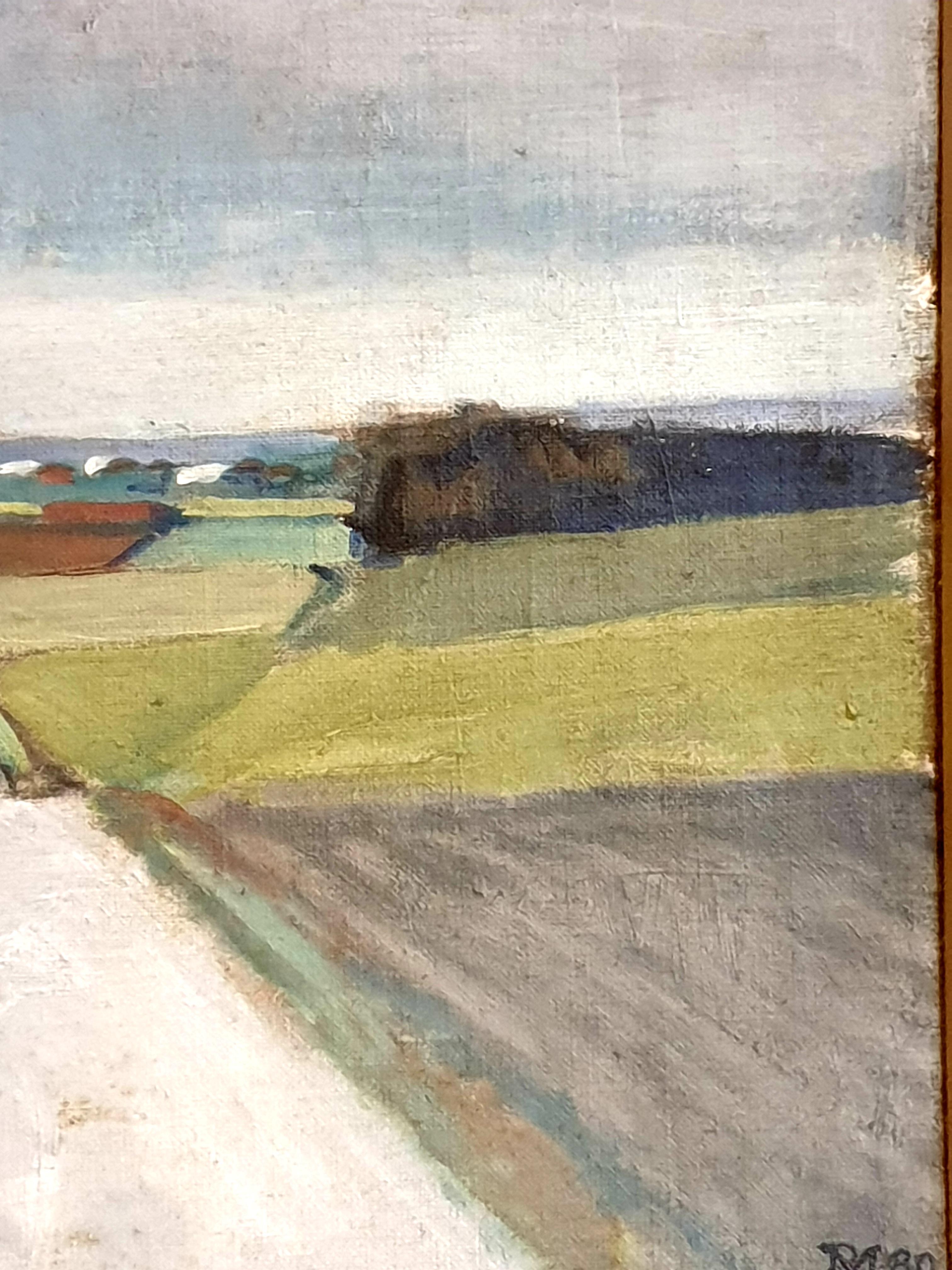 Danish, Colourfield Oil on Board of a Coastal Landscape. 3