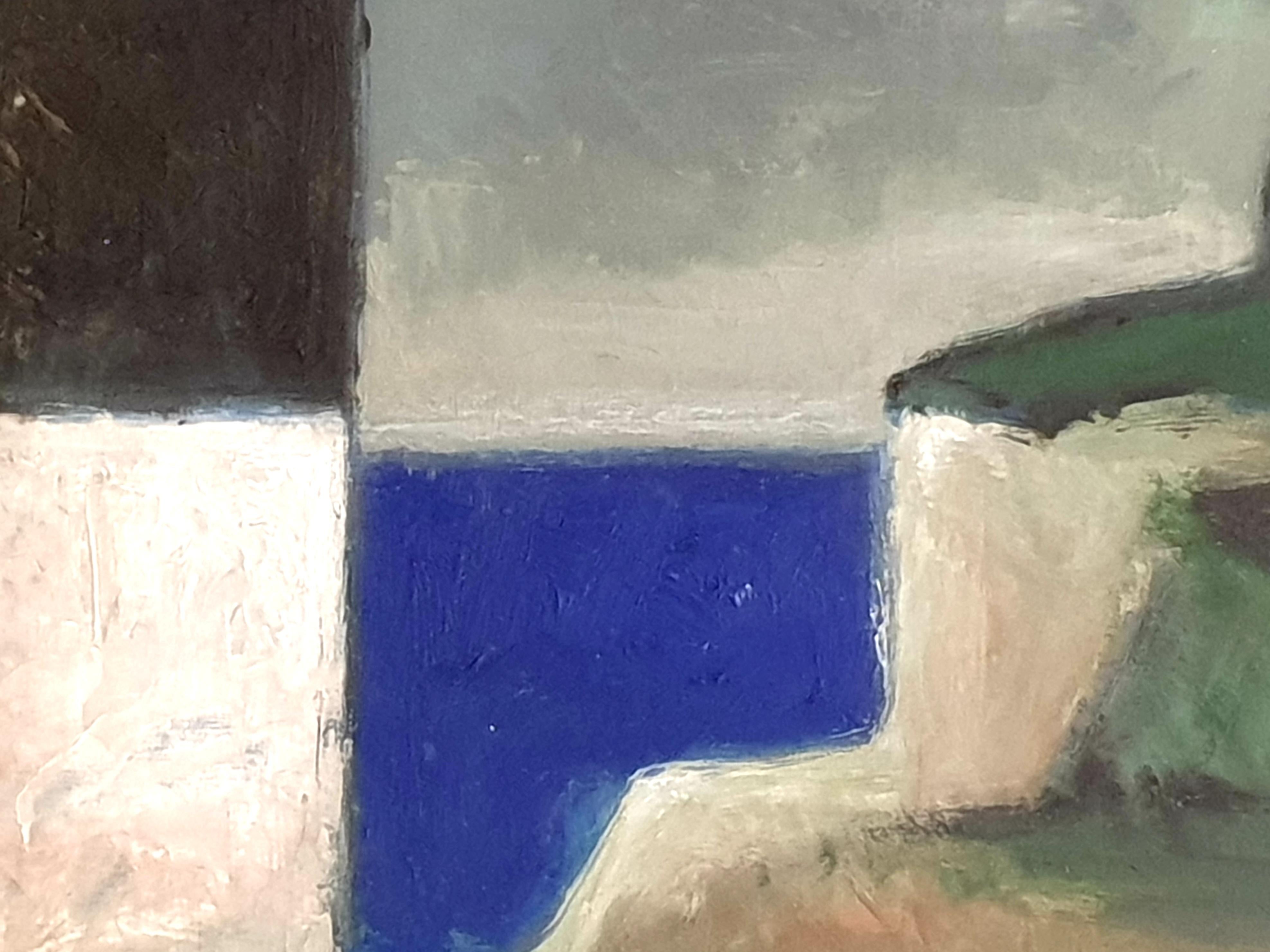 Danish Colourfield Oil on Board of a House by Cliffs and Seascape. 7