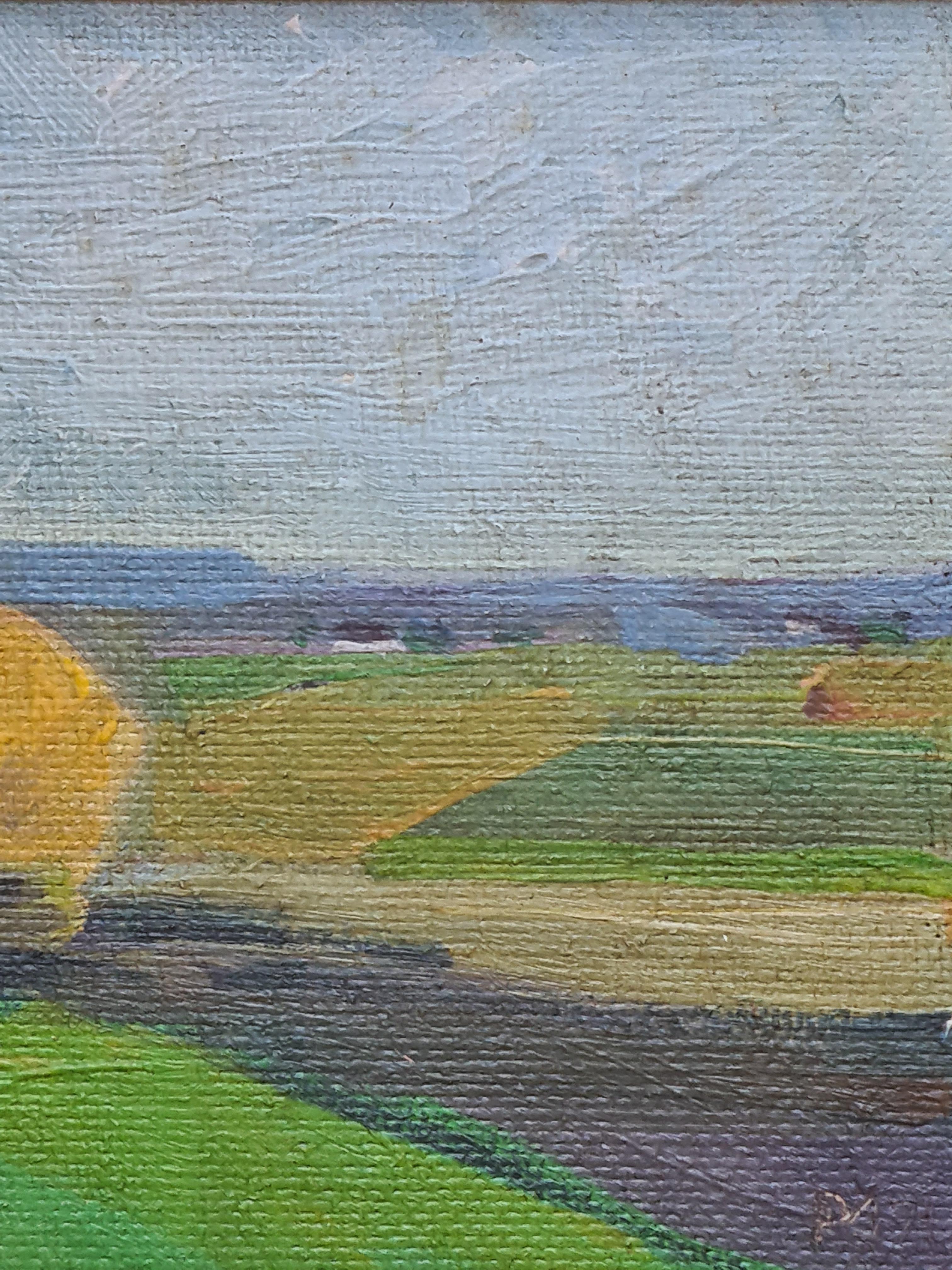 Danish Mid Century Colourfield Landscape - Expressionist Painting by Poul Møller