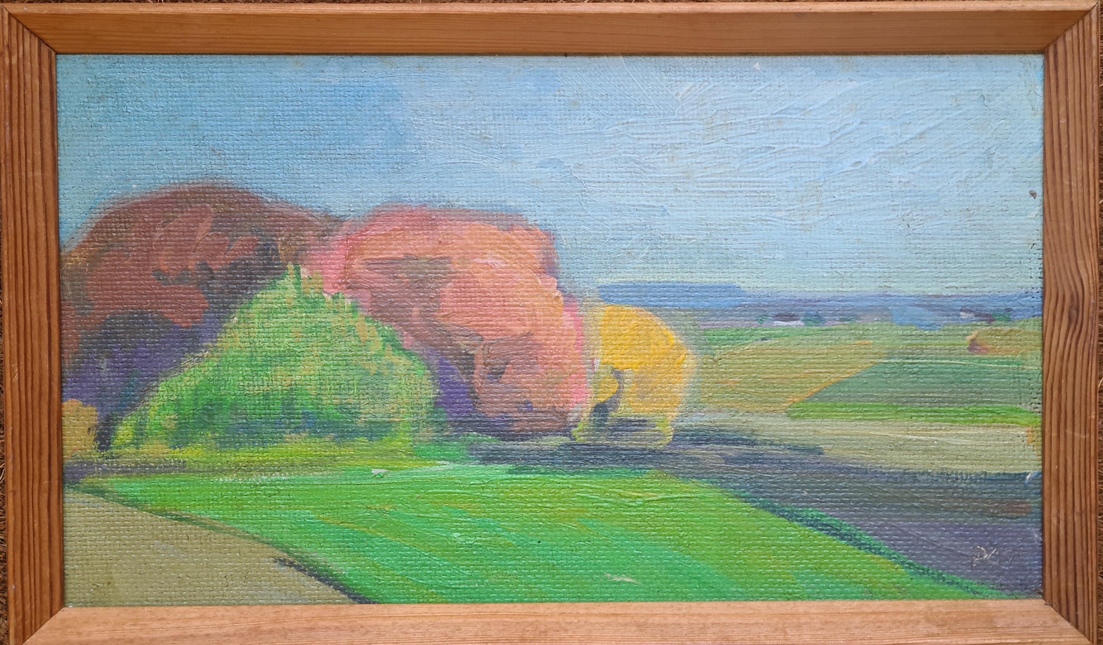 Landscape Painting Poul Møller - Paysage colorfield danois du milieu du siècle dernier