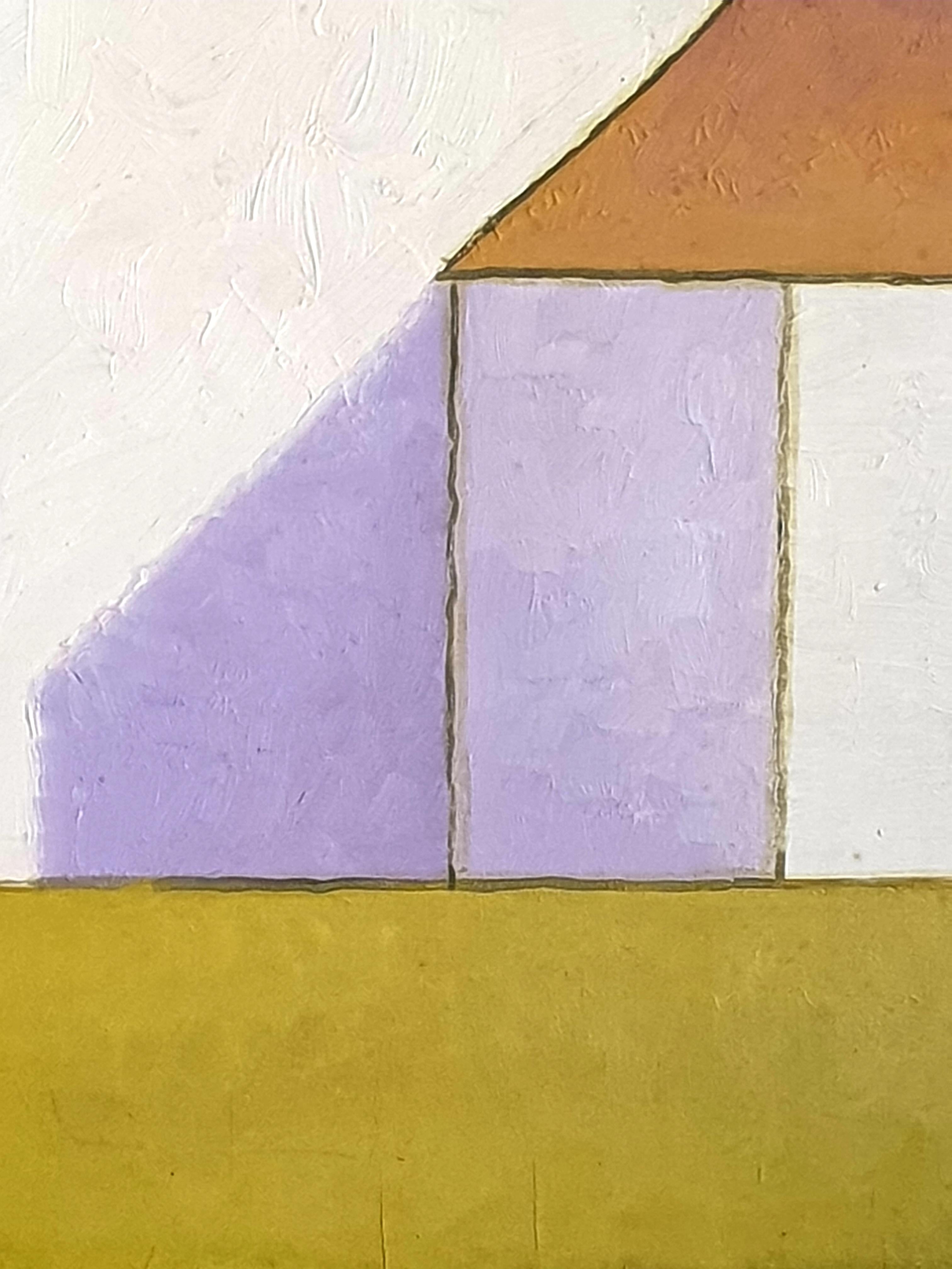 Danish Mid-Century Colourfield Oil on Board of a House in a Landscape. 2