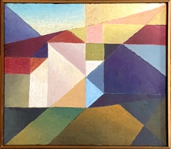 Óleo sobre tabla en color danés de mediados de siglo de una casa en un paisaje.