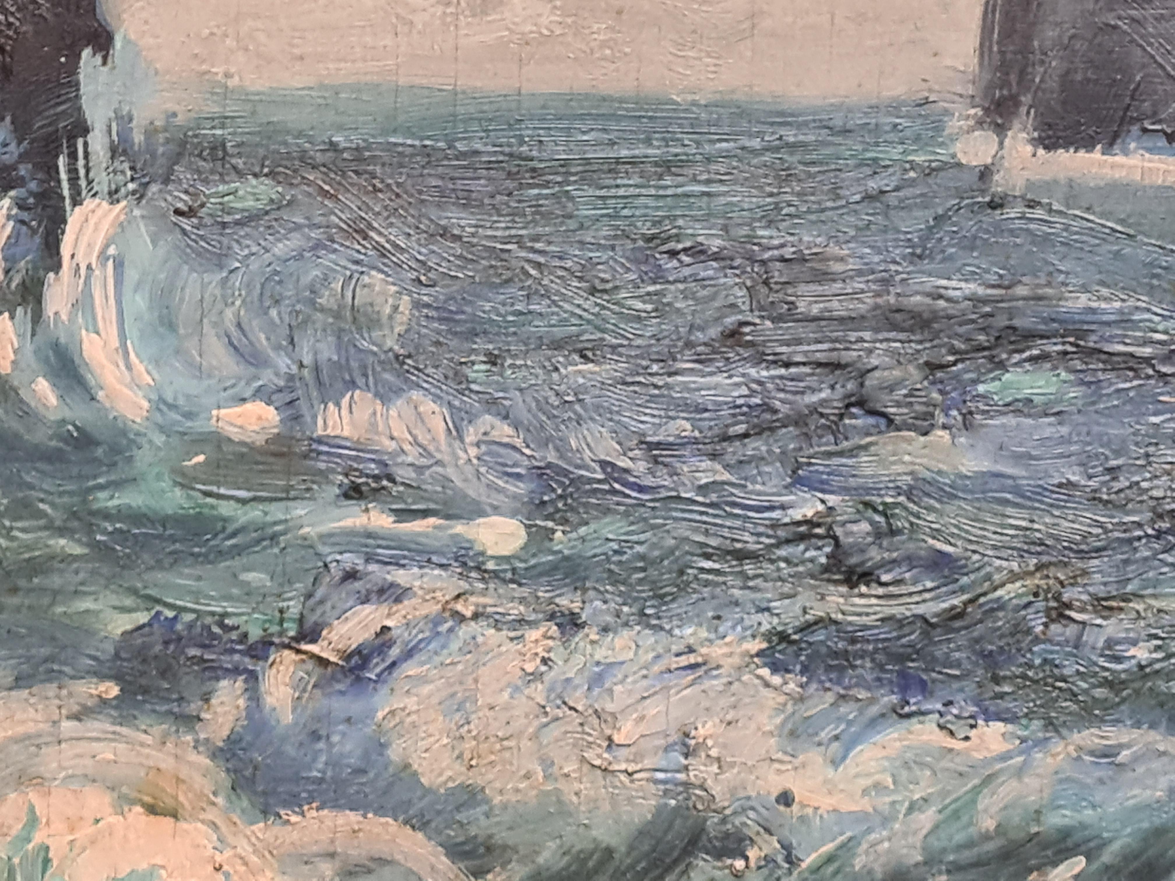 Danish Mid Century Colourfield Seascape, The Tempest - Expressionist Painting by Poul Møller