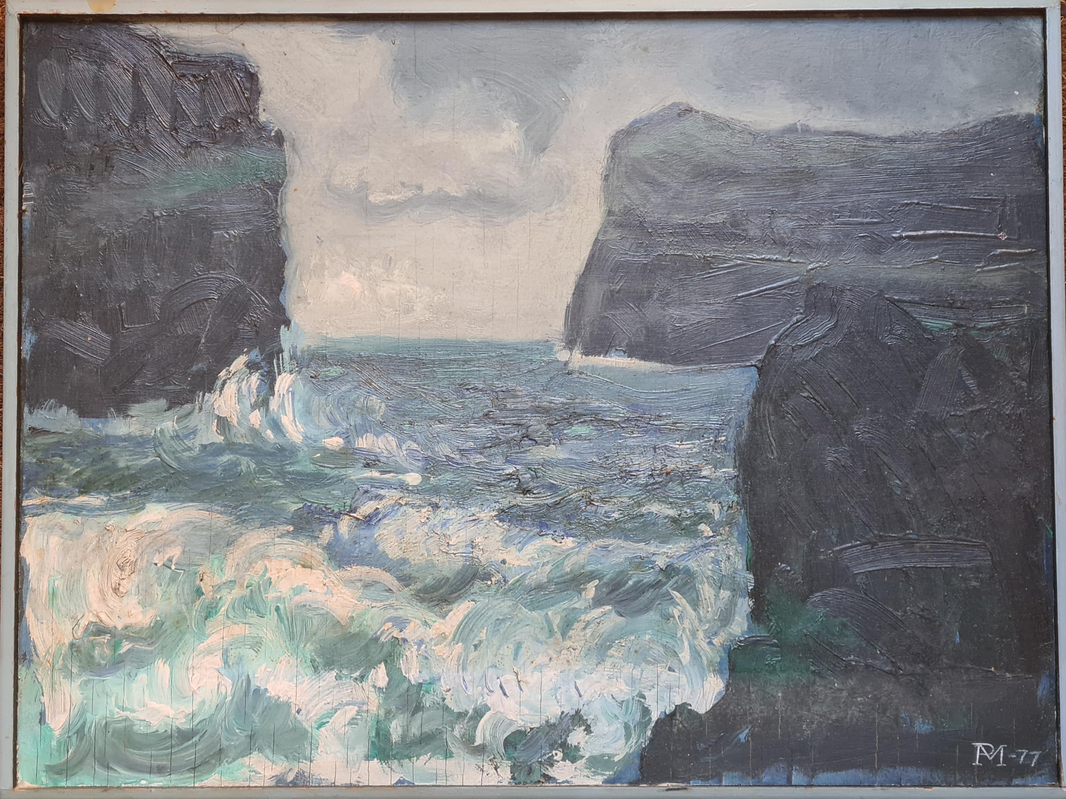 Poul Møller Landscape Painting - Danish Mid Century Colourfield Seascape, The Tempest