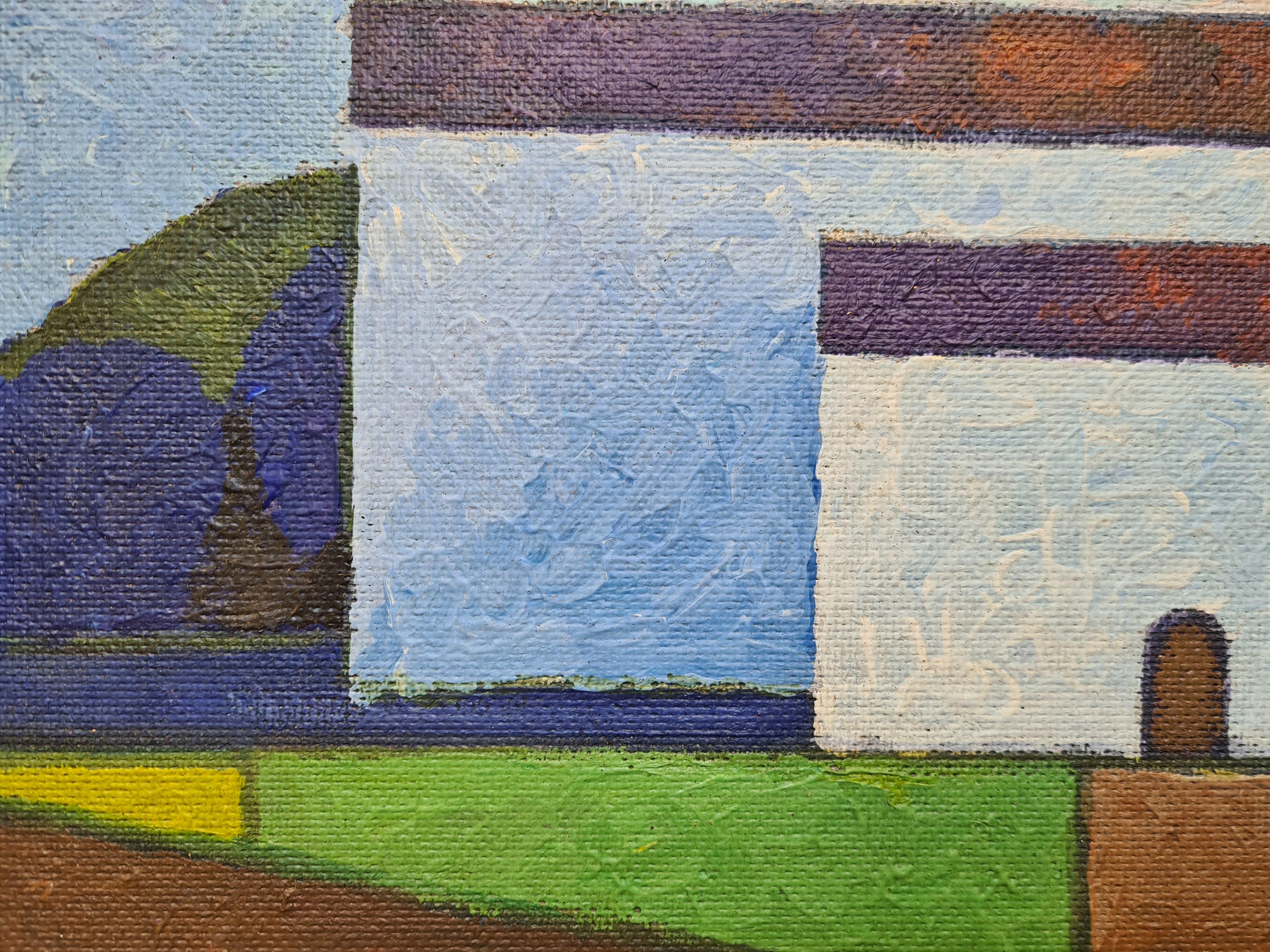 abstract painting of buildings