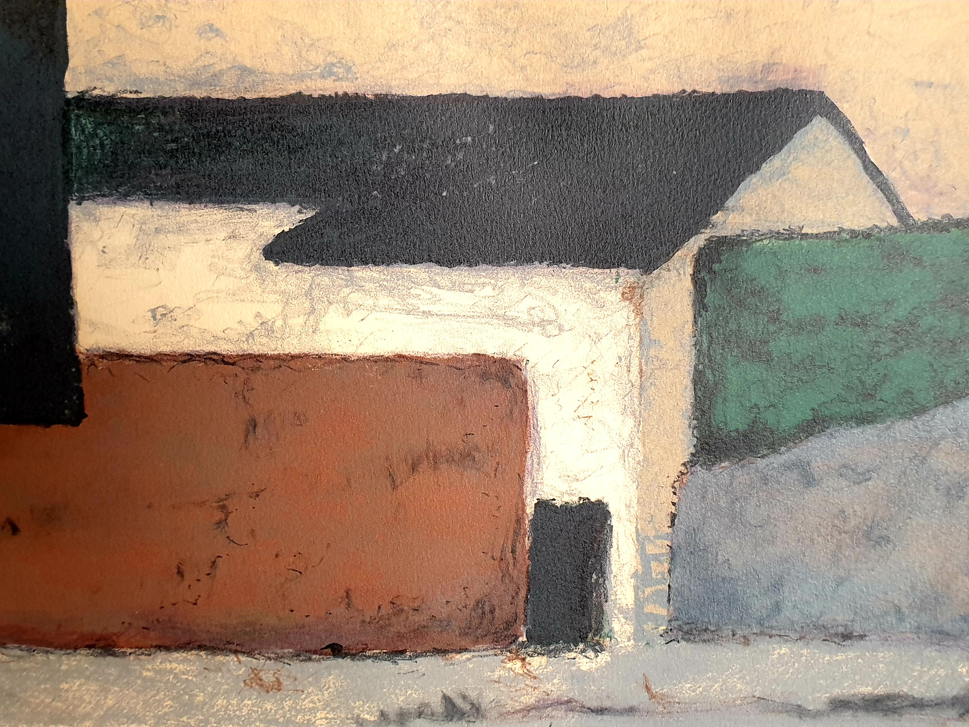 Mid-Century Danish Colour-Field Cubist House in a Landscape. 1