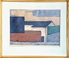 Mid-Century Danish Colour-Field Cubist House in a Landscape.
