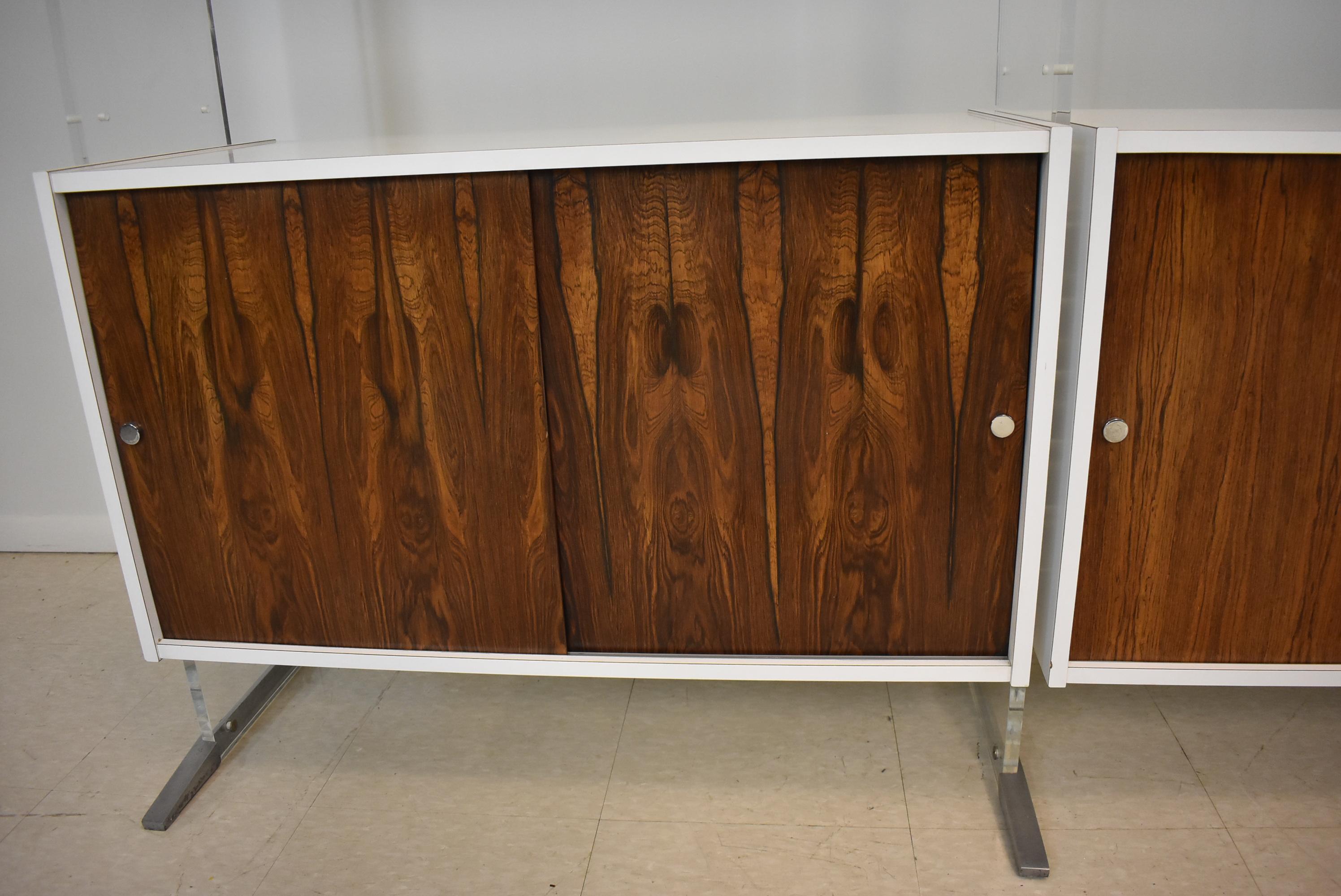 Danish Paul Norreklit Lucite and Rosewood Modular Wall Unit, Shelves, Cabinet 1