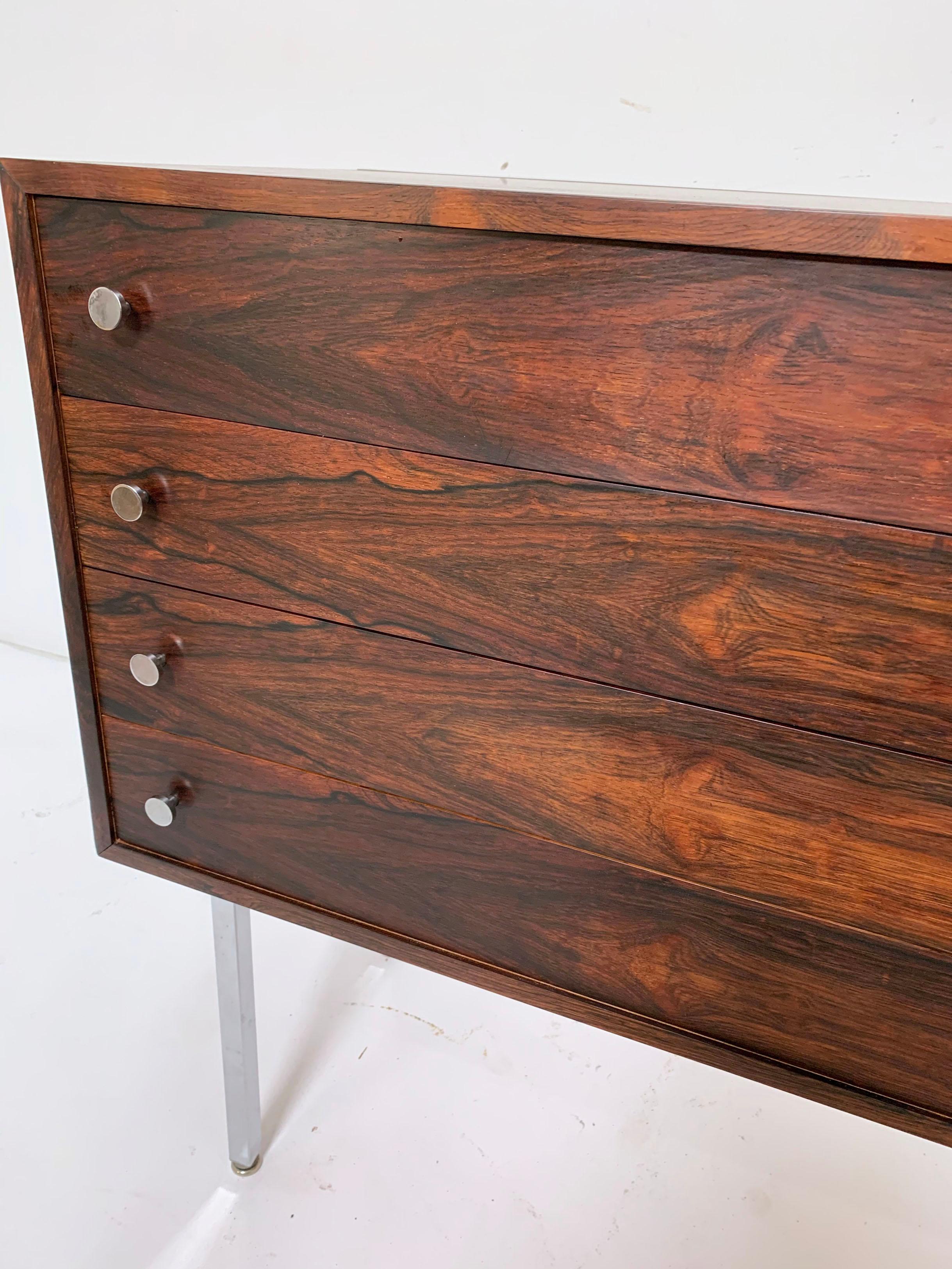 Poul Norreklit Danish Rosewood Four-Drawer Chest for Georg Petersens In Good Condition In Peabody, MA