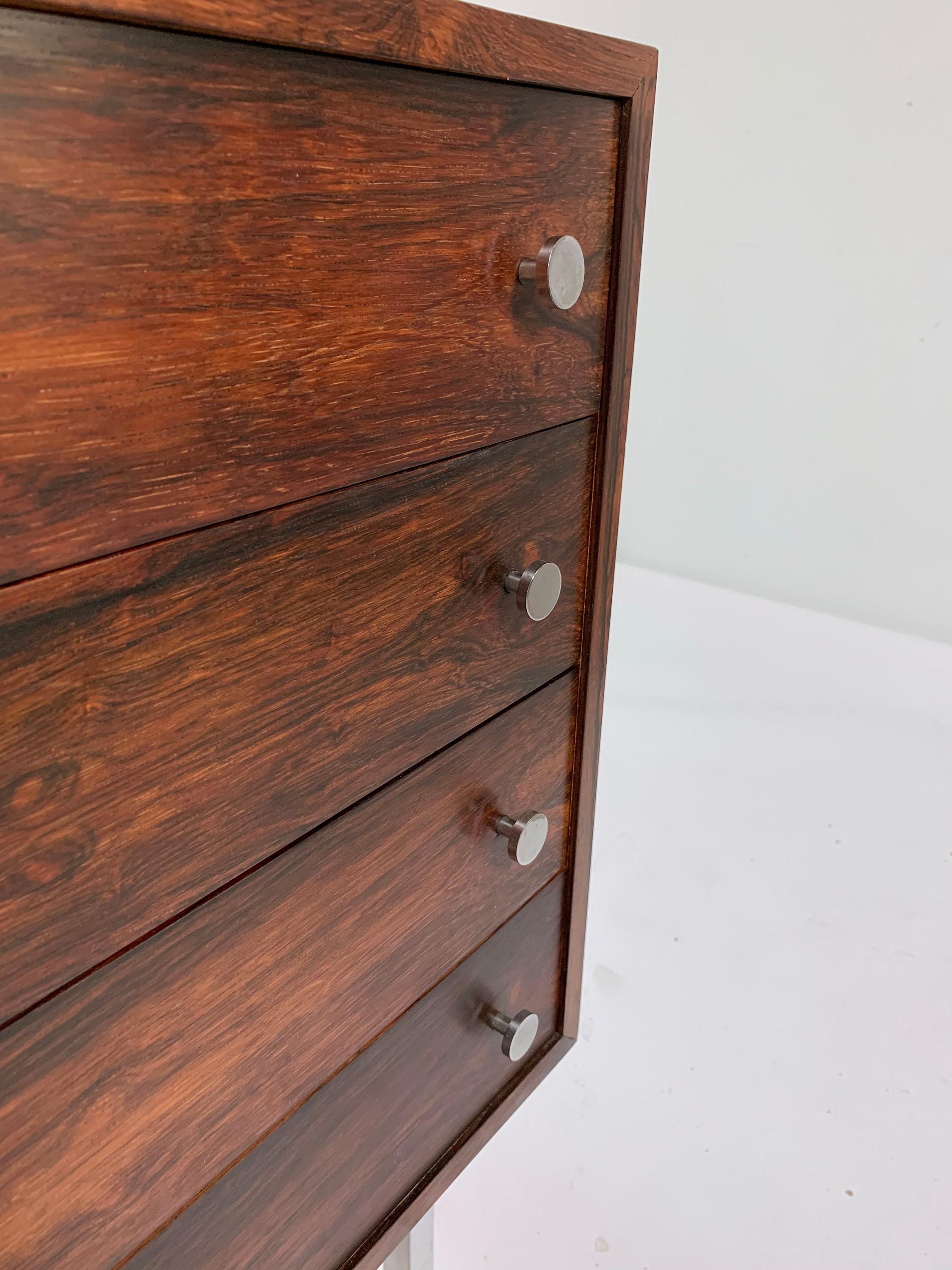 Chrome Poul Norreklit Danish Rosewood Four-Drawer Chest for Georg Petersens