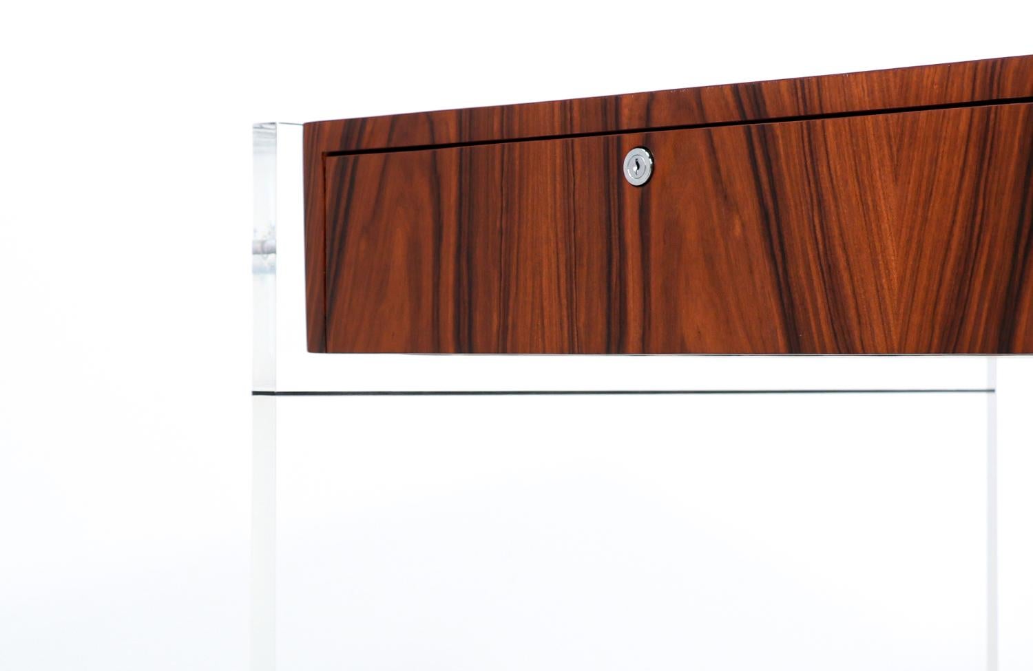 Poul Norreklit Executive Rosewood & Lucite Desk for Sigurd Hansen 9