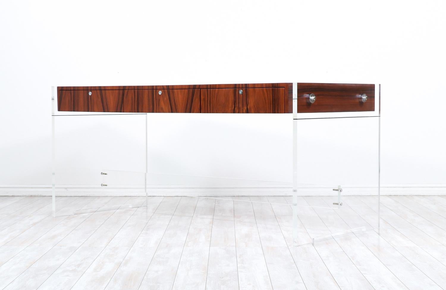 Mid-20th Century Poul Norreklit Executive Rosewood & Lucite Desk for Sigurd Hansen