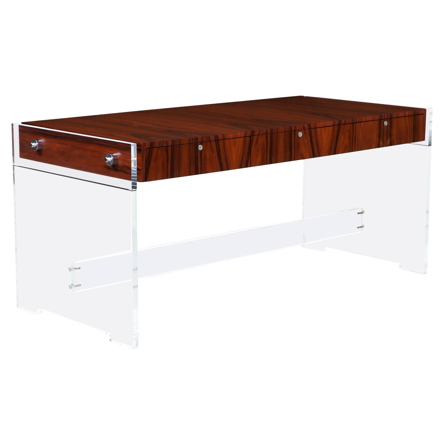 Poul Norreklit Executive Rosewood 
Lucite Desk for Sigurd Hansen