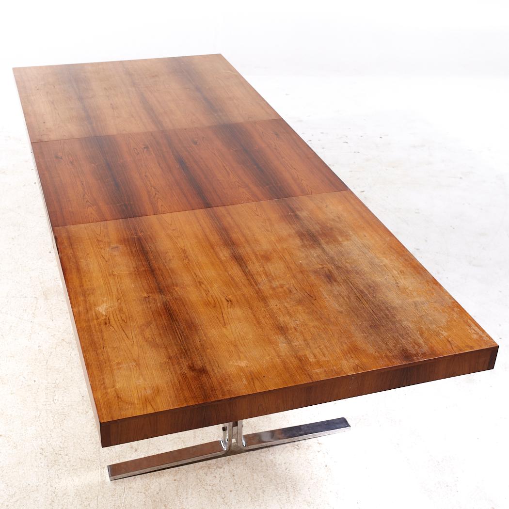 Poul Norreklit Georg Petersens MCM Danish Rosewood Chrome Hidden Leaf Table For Sale 5