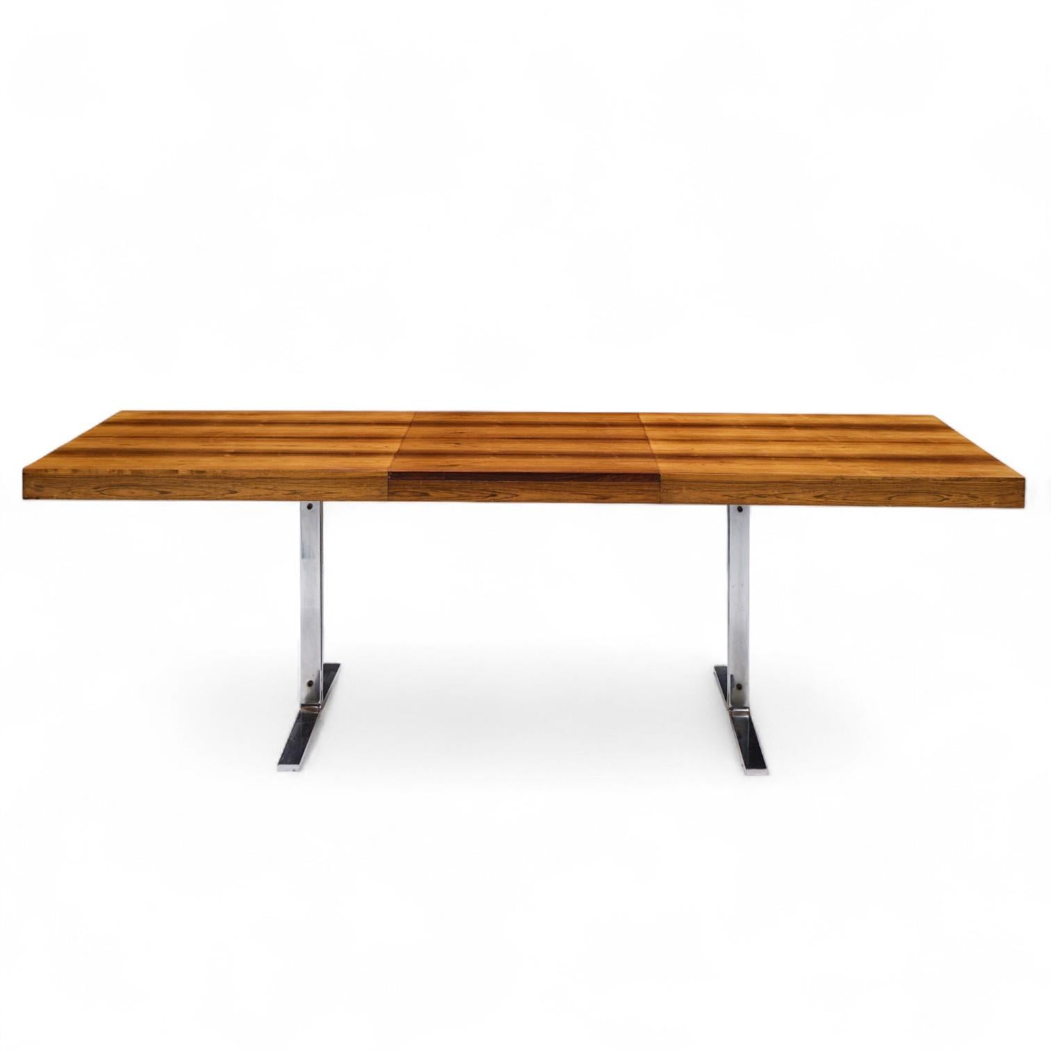 Chrome Poul Norreklit Georg Petersens MCM Table danoise en palissandre chromé à feuilles cachées en vente