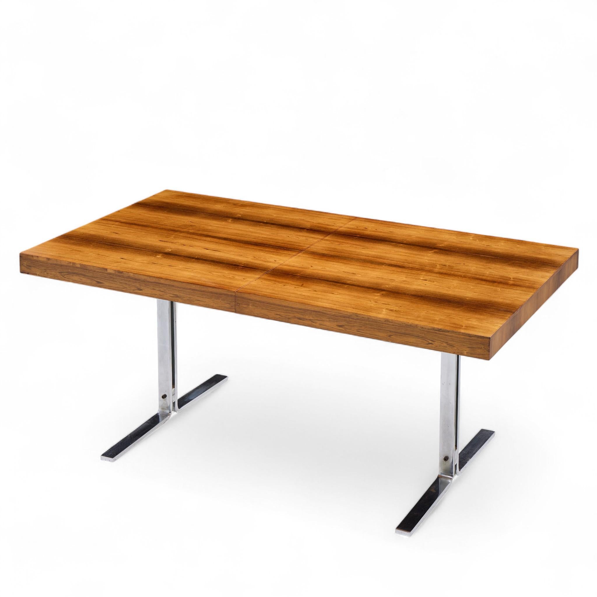 Poul Norreklit Georg Petersens MCM Table danoise en palissandre chromé à feuilles cachées en vente 2