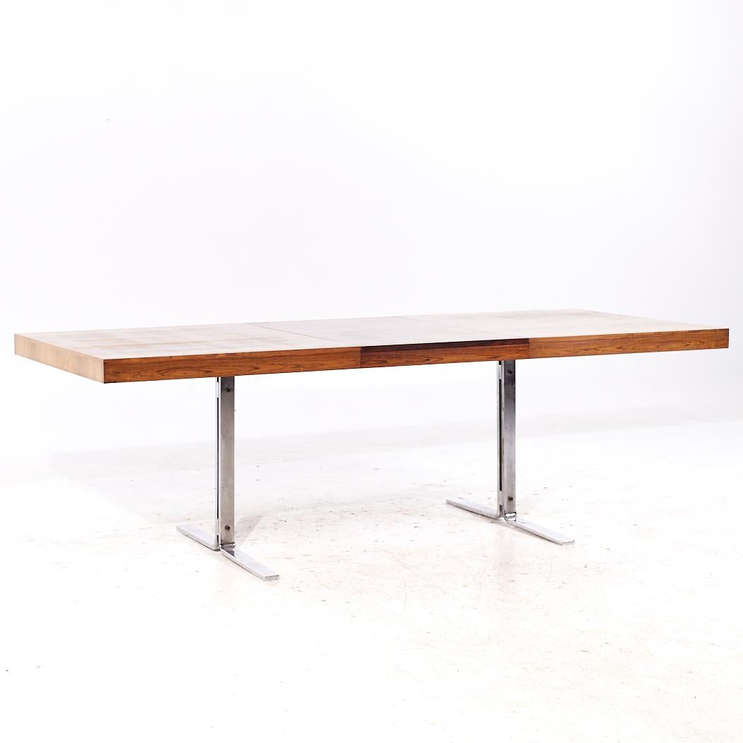 Poul Norreklit Georg Petersens MCM Danish Rosewood Chrome Hidden Leaf Table For Sale 2