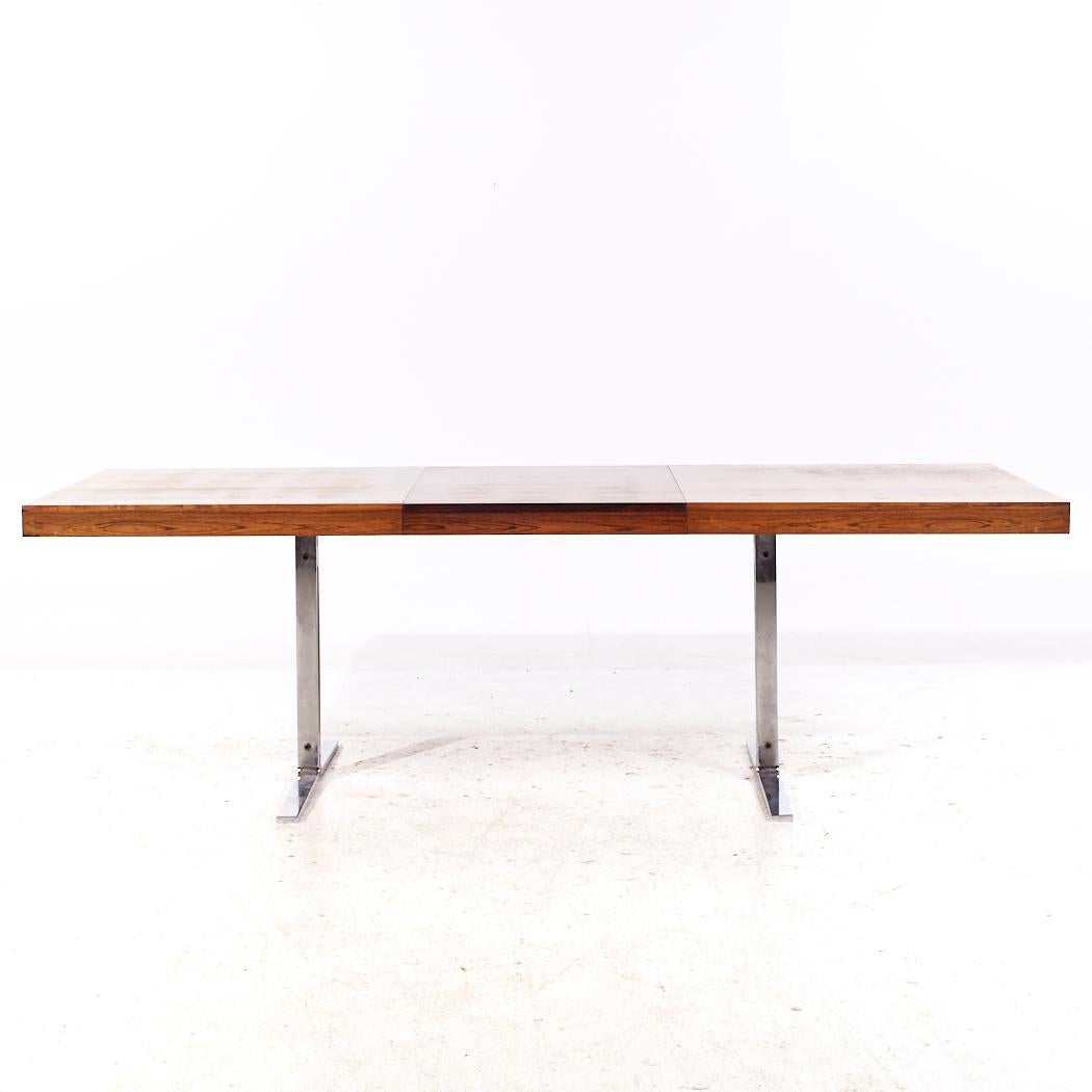 Poul Norreklit Georg Petersens MCM Danish Rosewood Chrome Hidden Leaf Table For Sale 3