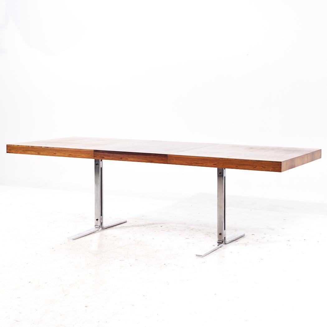 Poul Norreklit Georg Petersens MCM Danish Rosewood Chrome Hidden Leaf Table For Sale 4
