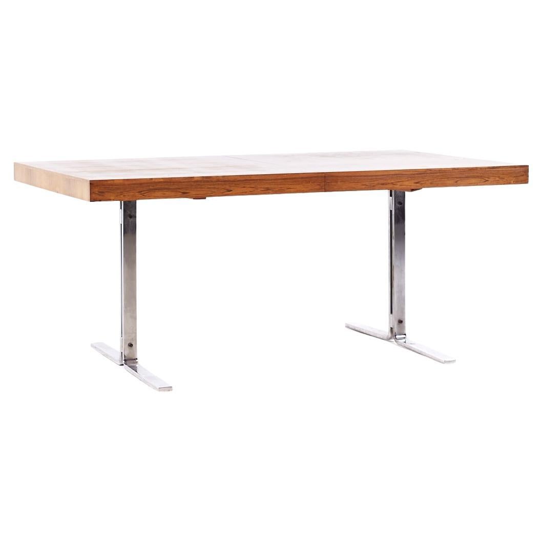 Poul Norreklit Georg Petersens MCM Danish Rosewood Chrome Hidden Leaf Table For Sale