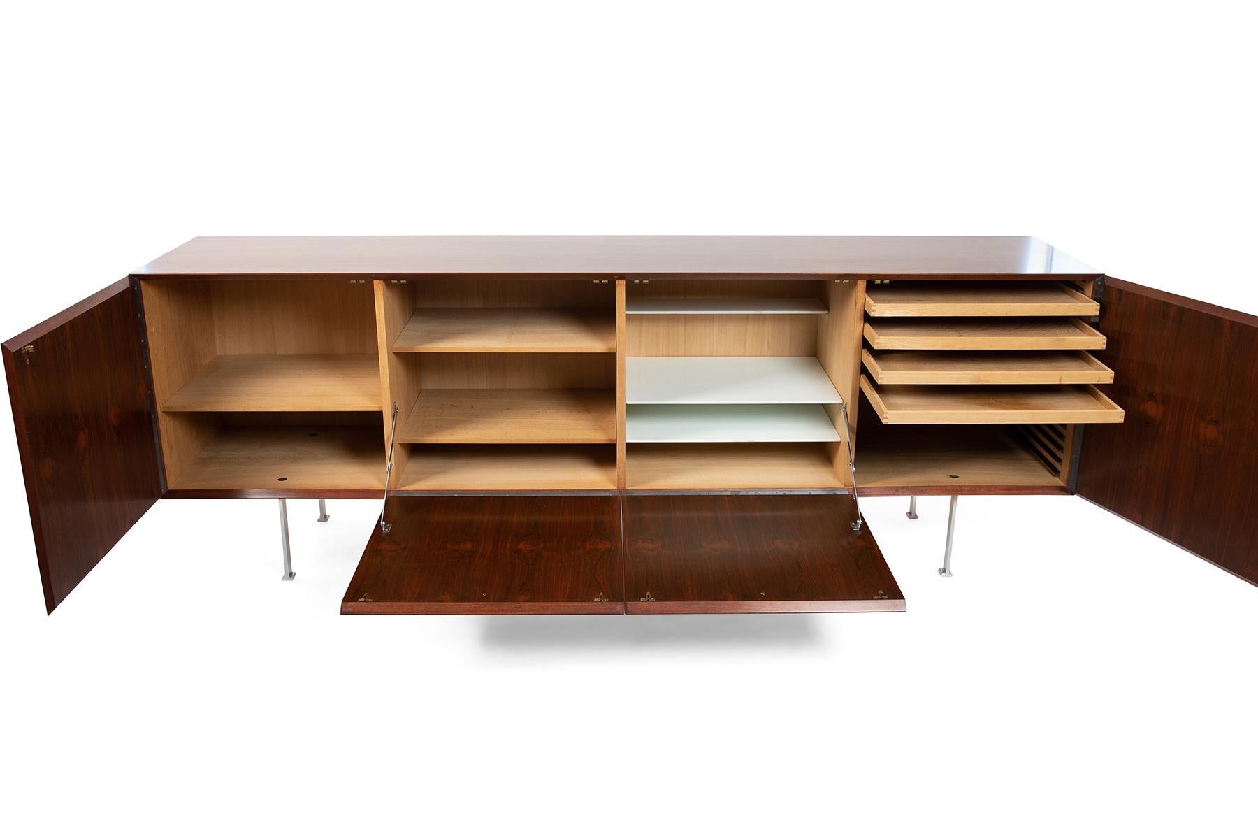 Mid-Century Modern Poul Norreklit Rosewood and Steel Sideboard