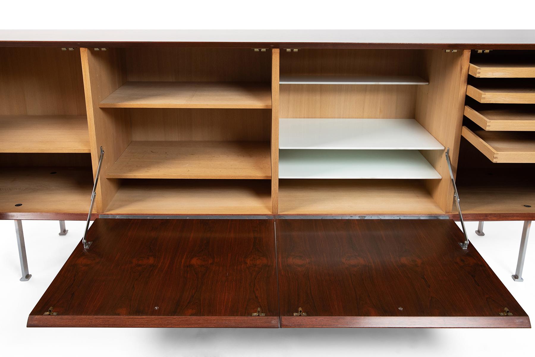 Danish Poul Norreklit Rosewood and Steel Sideboard
