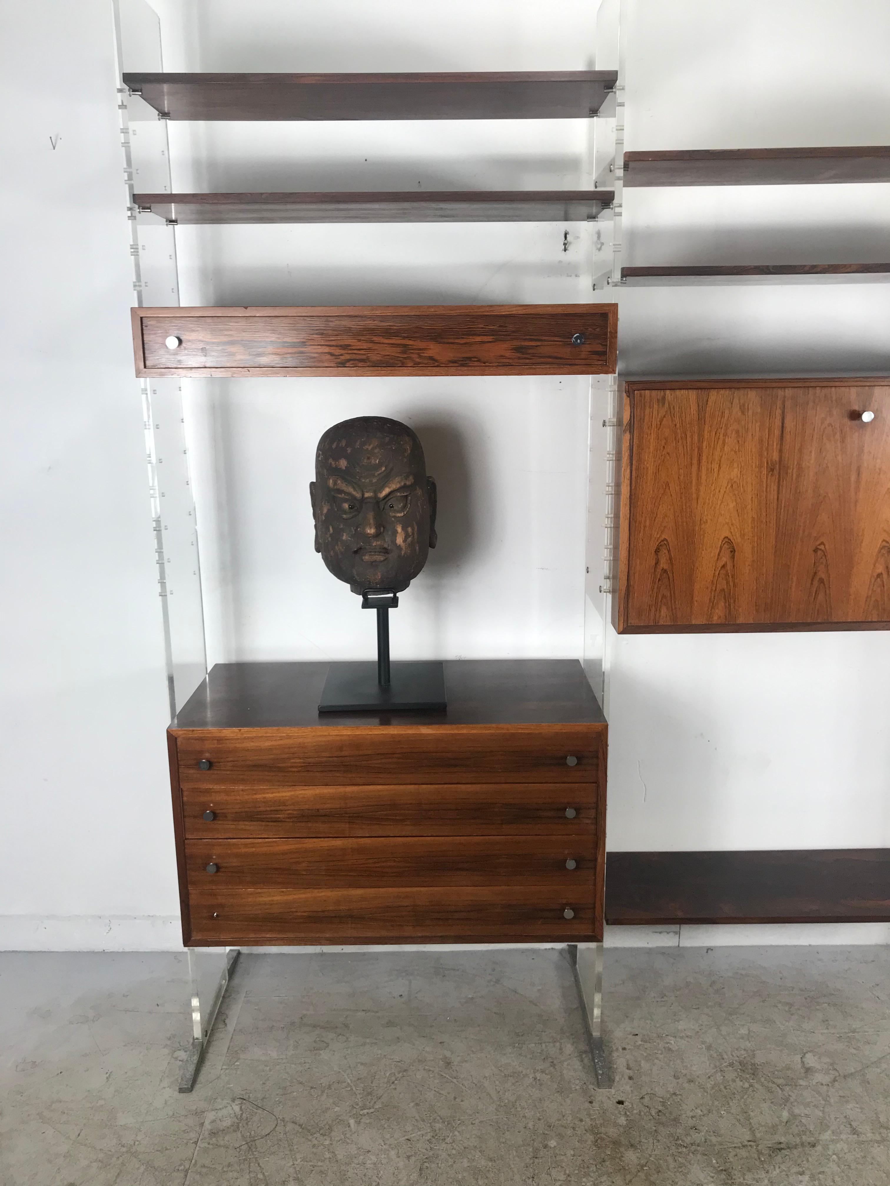 Poul Nørreklit Wall Unit in Plexiglass / Lucite and Rosewood, Denmark, 1960s For Sale 1
