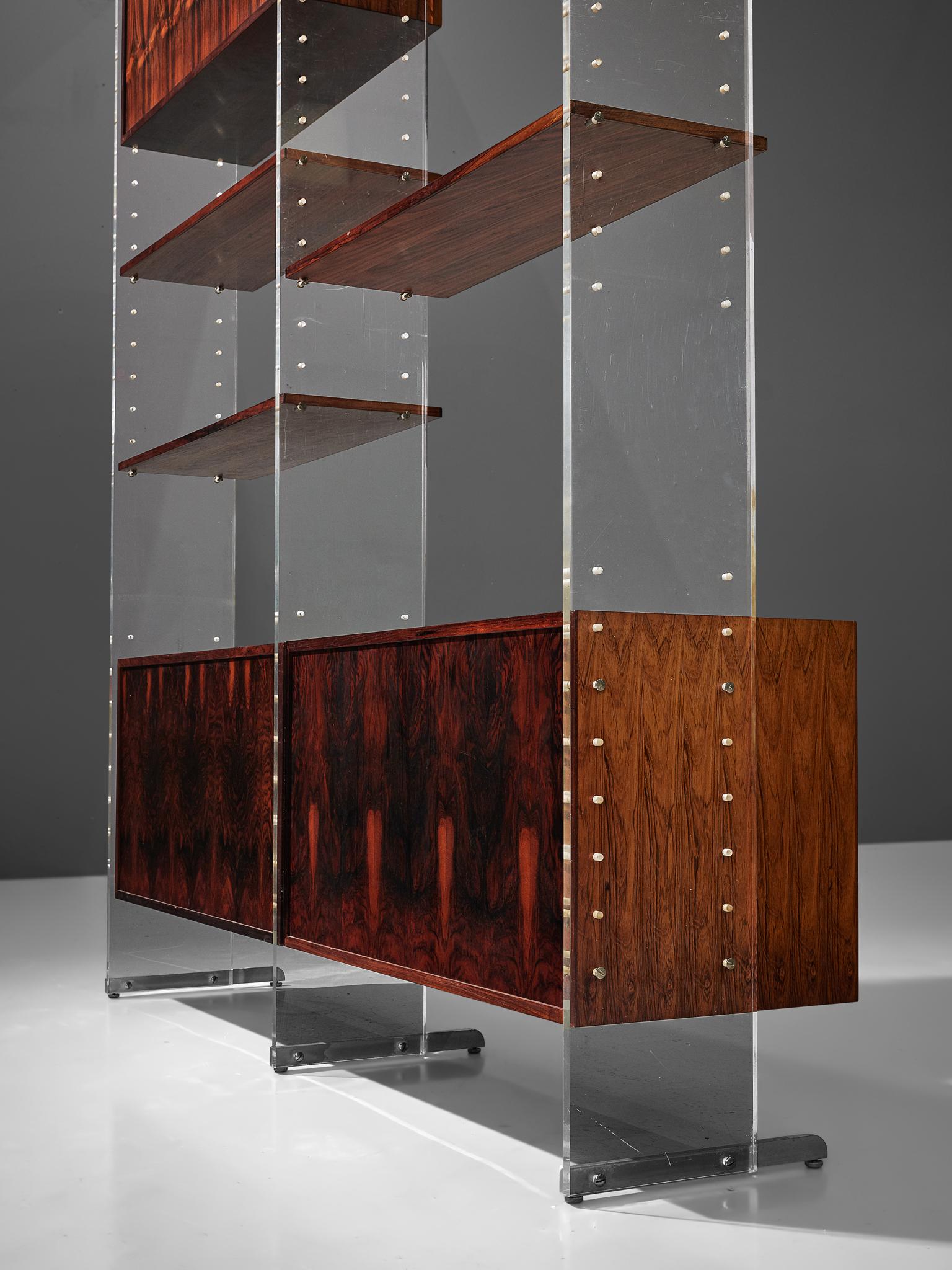 Poul Norreklit Wall Unit in Plexiglass and Rosewood In Good Condition In Waalwijk, NL