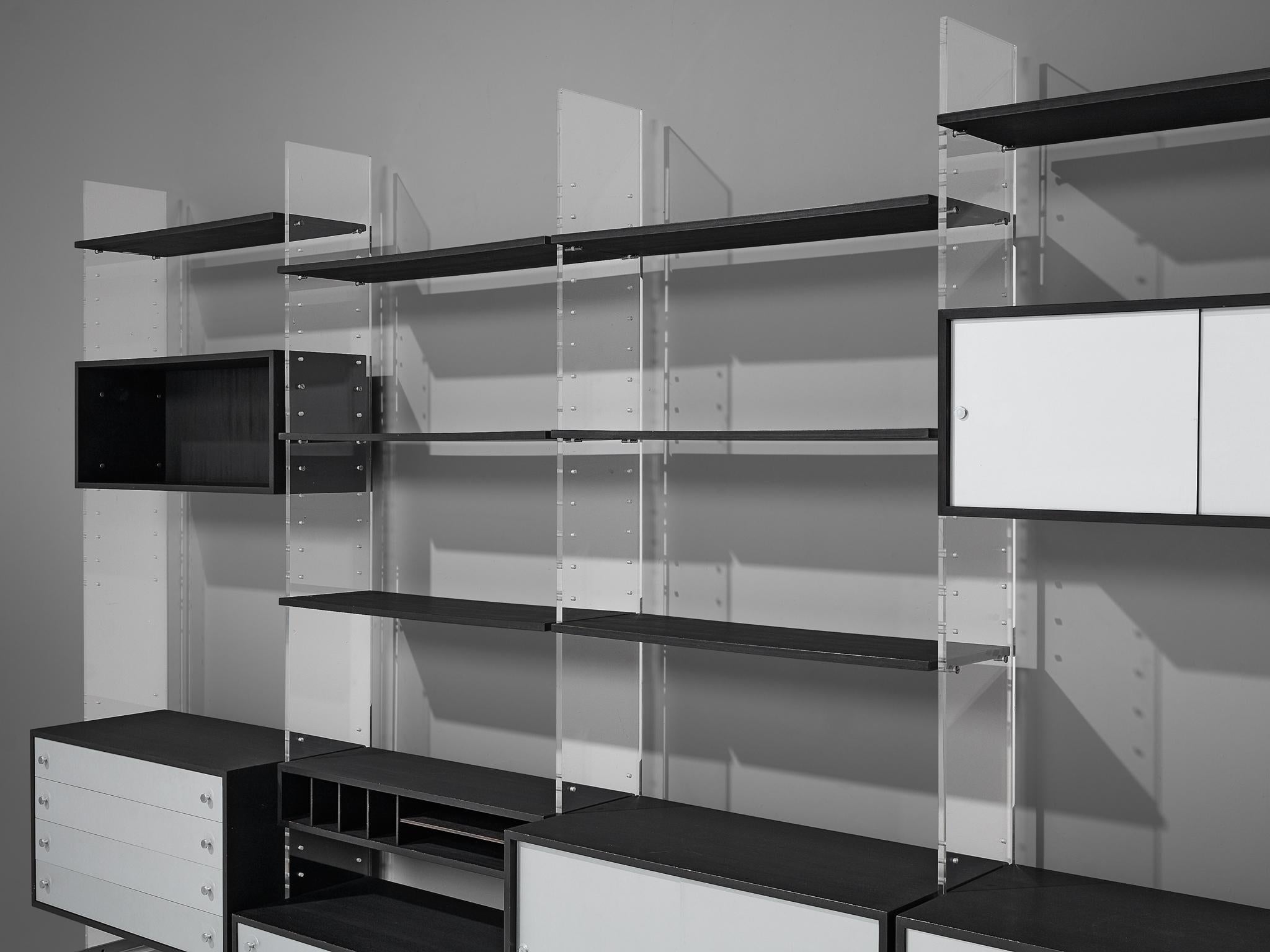 Poul Nørreklit Wall Unit in Plexiglass, Aluminum and Black Lacquered Wood 5