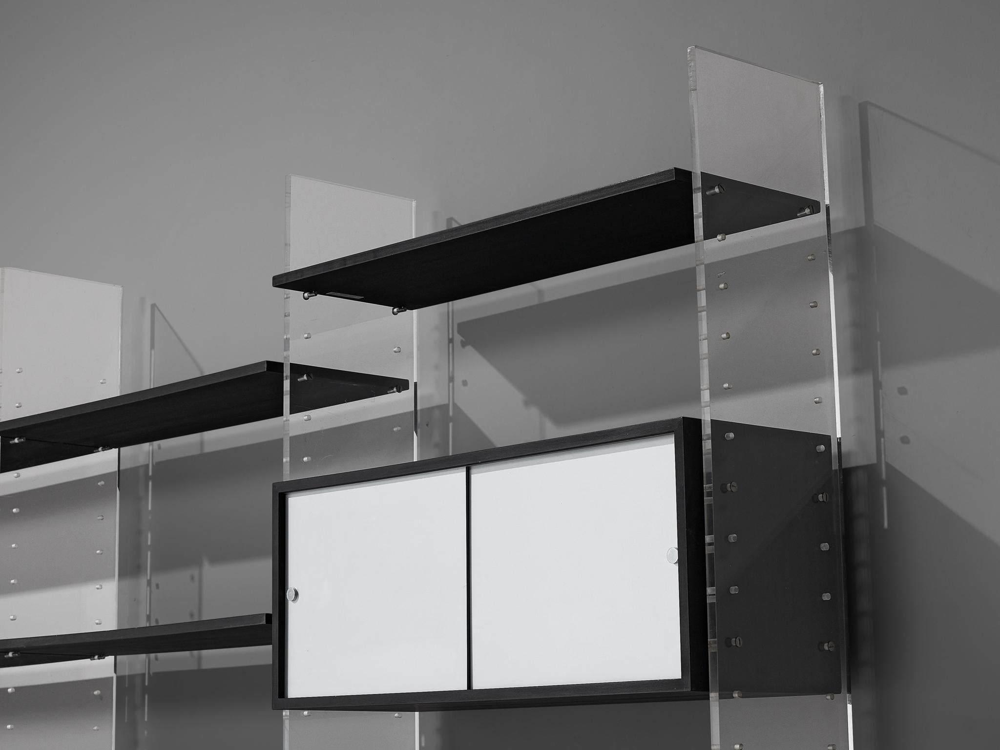 Poul Nørreklit Wall Unit in Plexiglass, Aluminum and Black Lacquered Wood 7