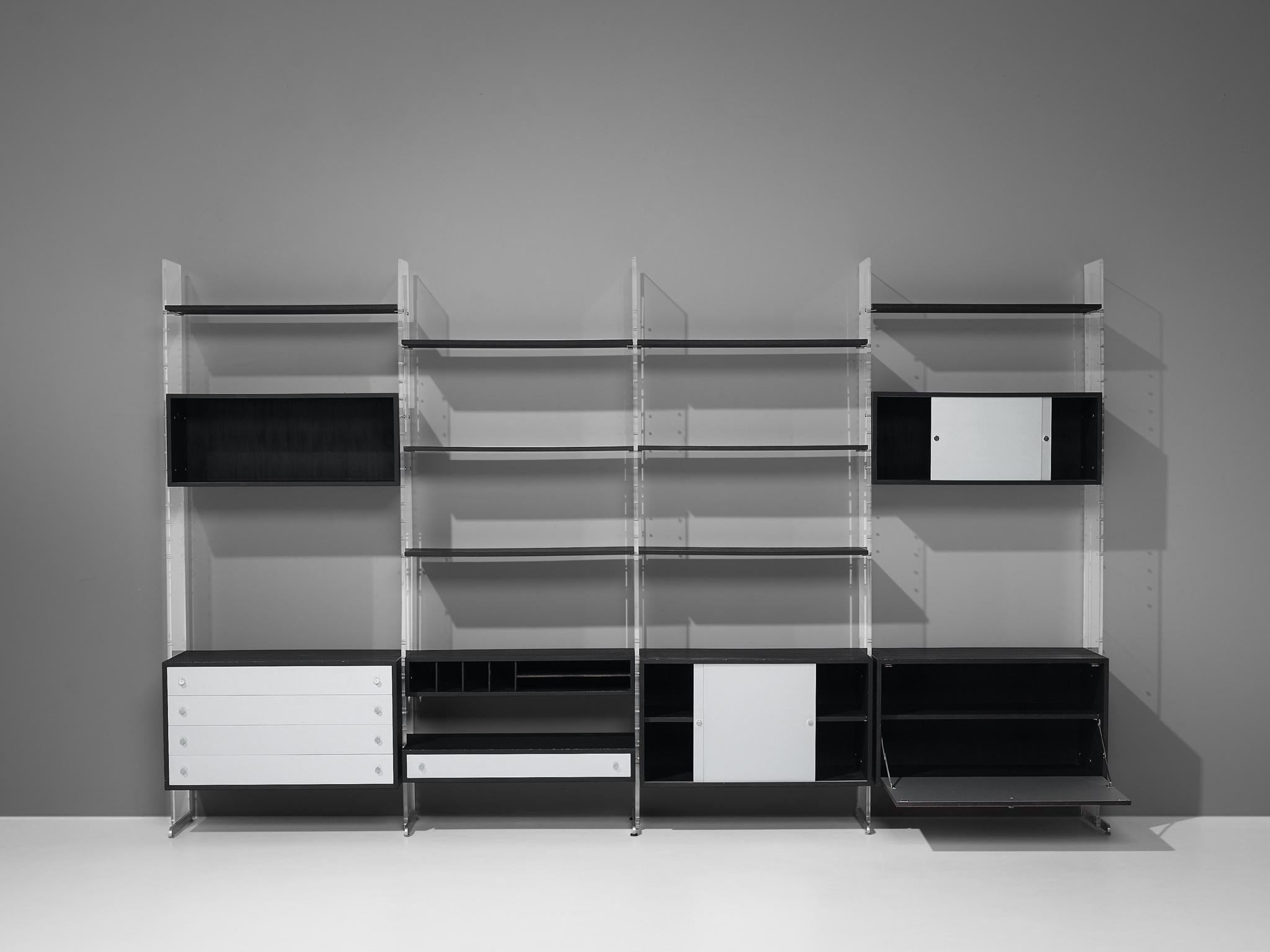 Mid-20th Century Poul Nørreklit Cabinet in Plexiglas, Aluminum and Black Lacquered Wood