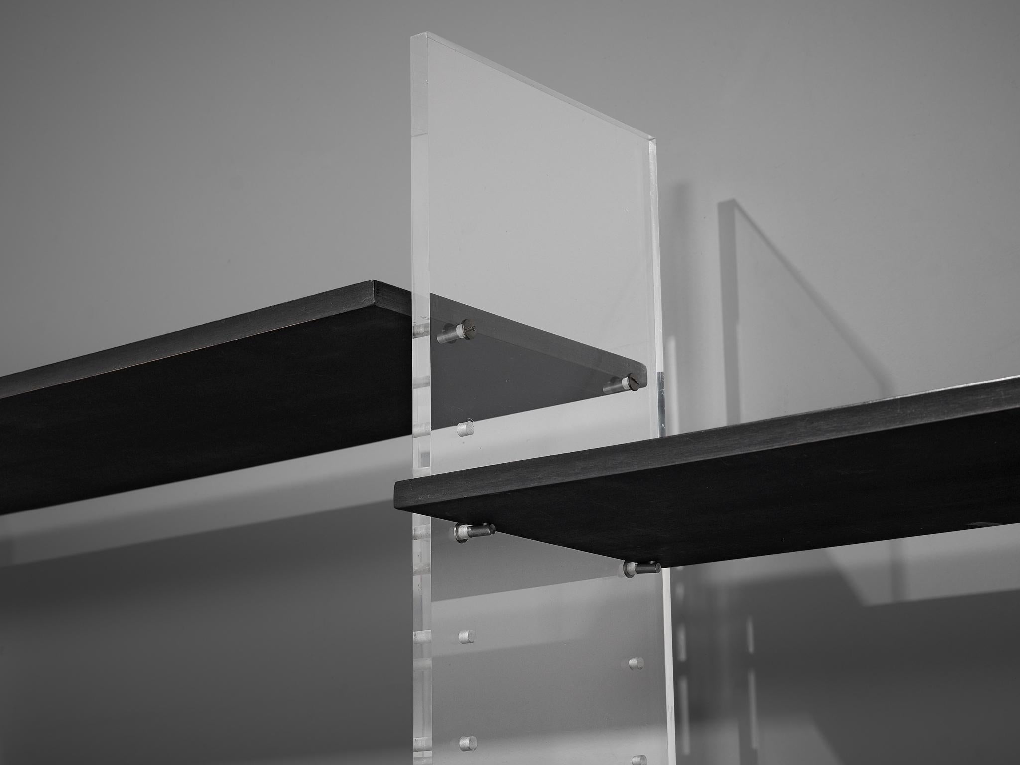 Poul Nørreklit Wall Unit in Plexiglass, Aluminum and Black Lacquered Wood 3