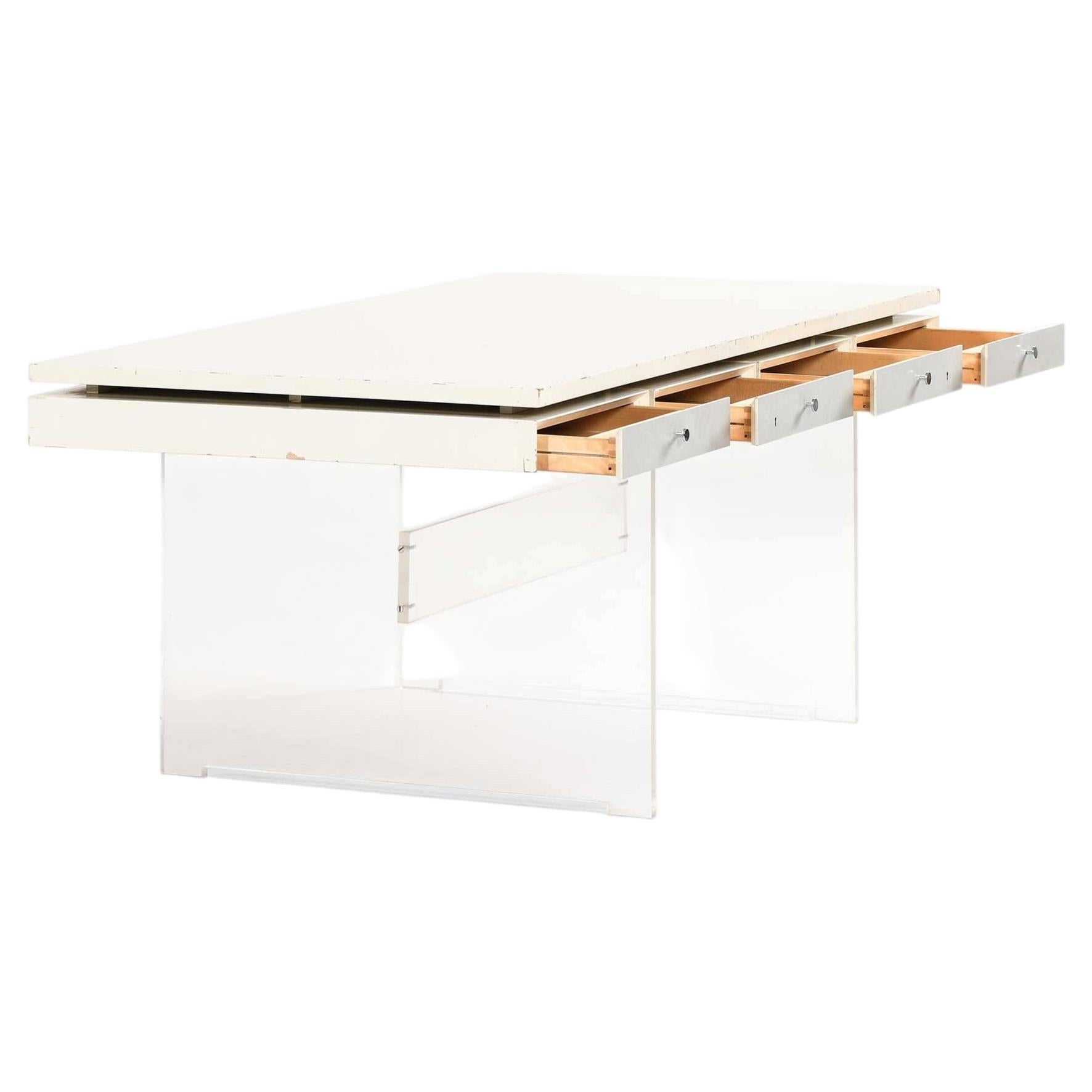 Poul Nørreklit Desk in Lacquer & Plexiglass by Sigurd Hansens Møbelfabrik, 1960s For Sale