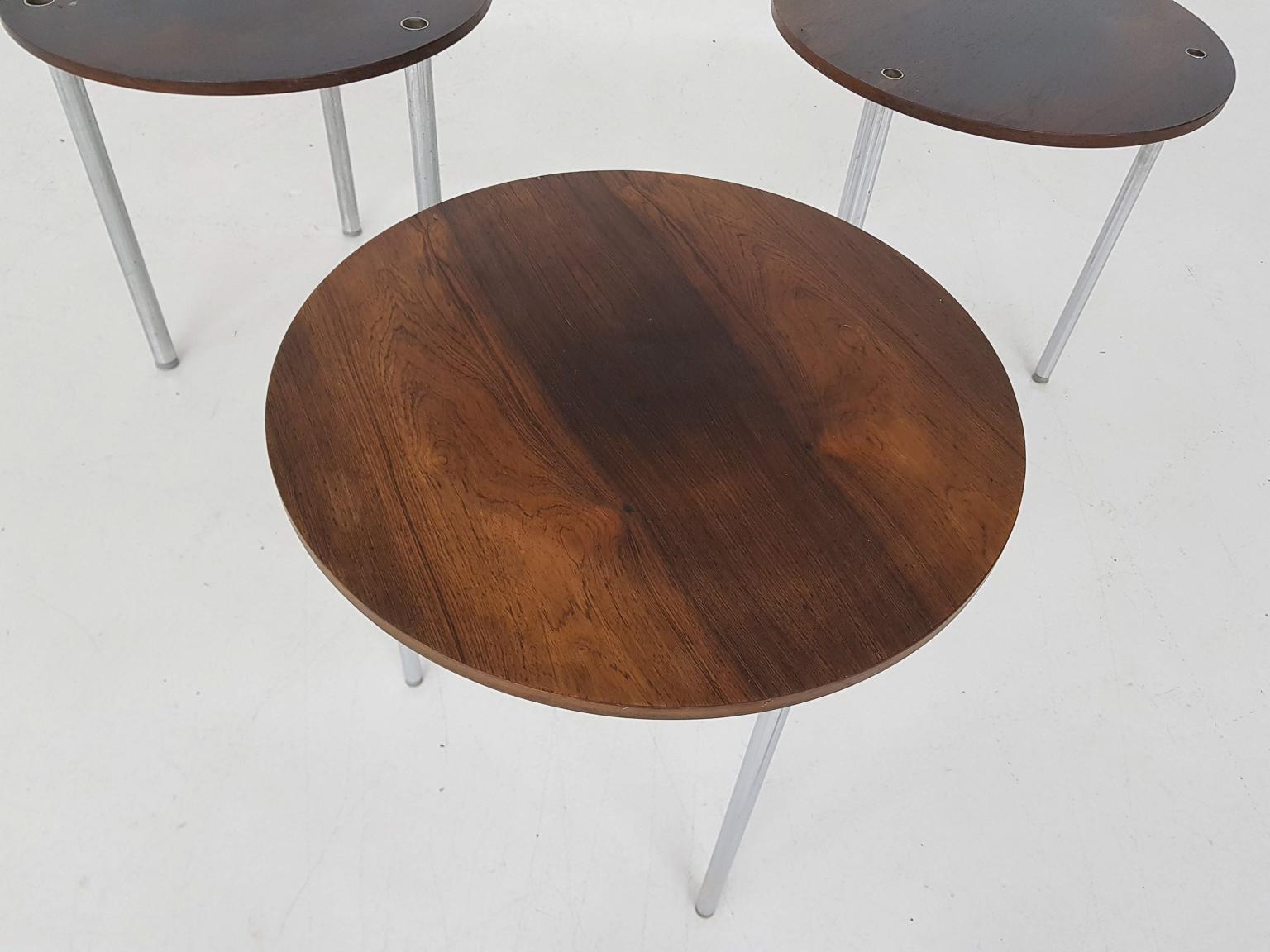 20th Century Poul Nørreklit for Pedersen Round Nesting Tables Rosewood, Danish Modern 1960s