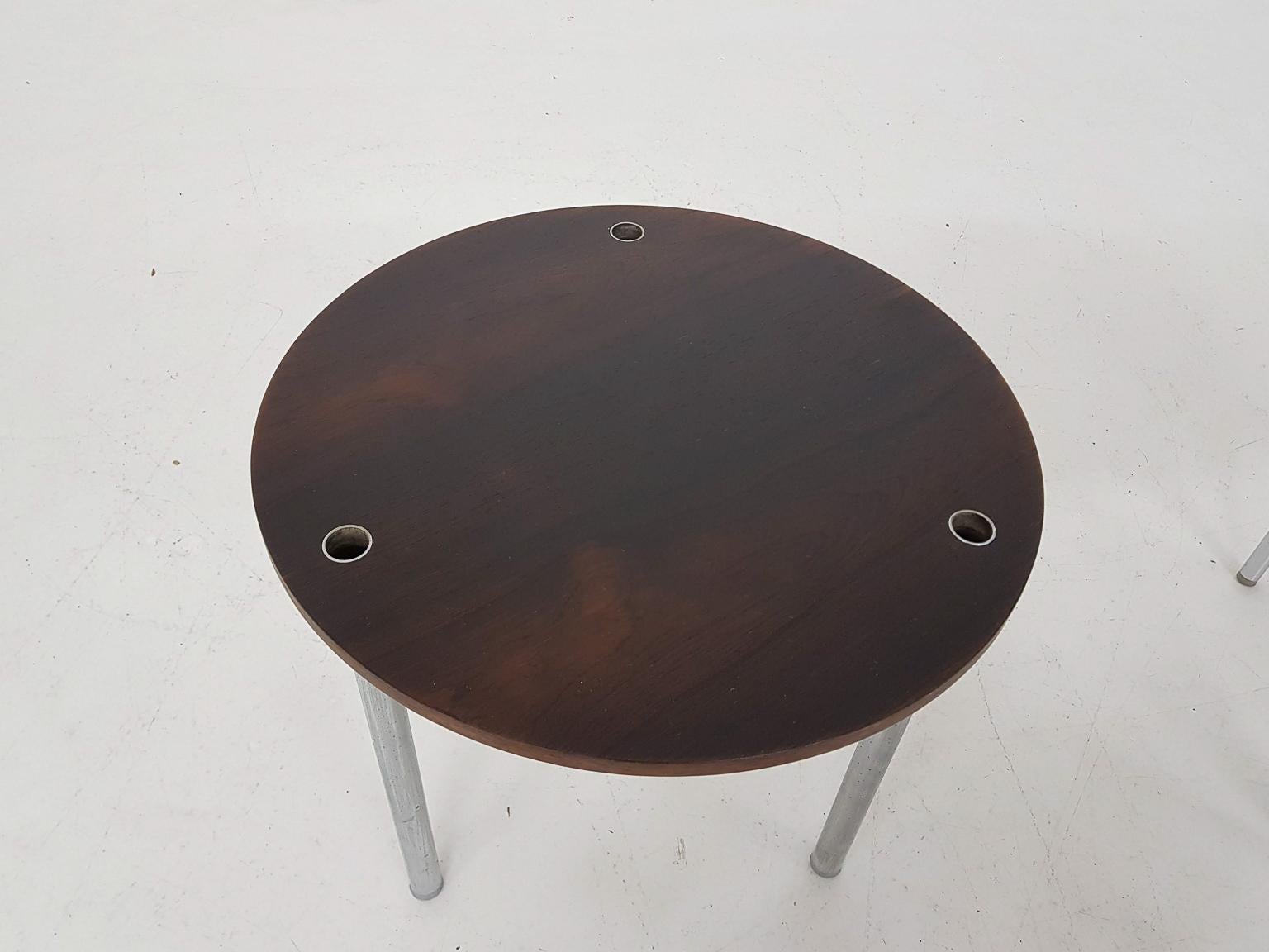 Metal Poul Nørreklit for Pedersen Round Nesting Tables Rosewood, Danish Modern 1960s