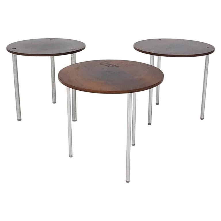 Poul Nørreklit for Pedersen Round Nesting Tables Rosewood, Danish Modern 1960s