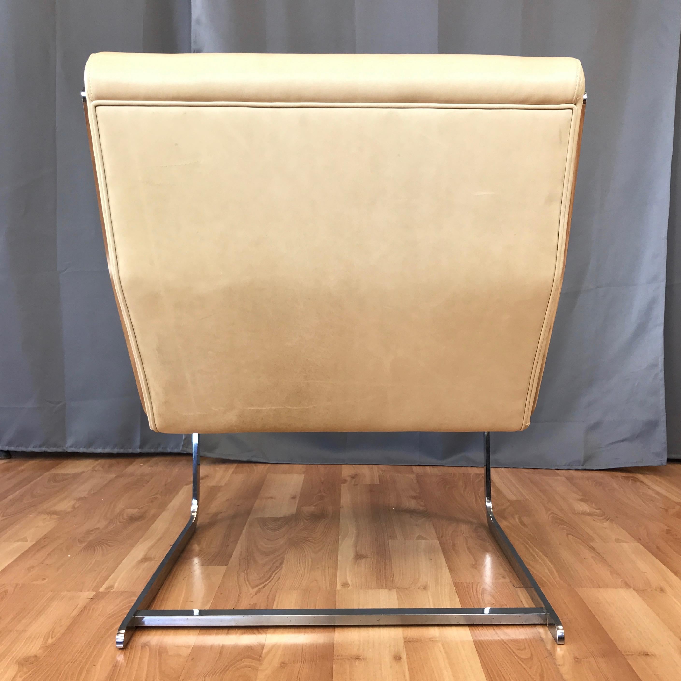 Mid-20th Century Poul Nørreklit Leather and Chrome Cantilevered Lounge Chair
