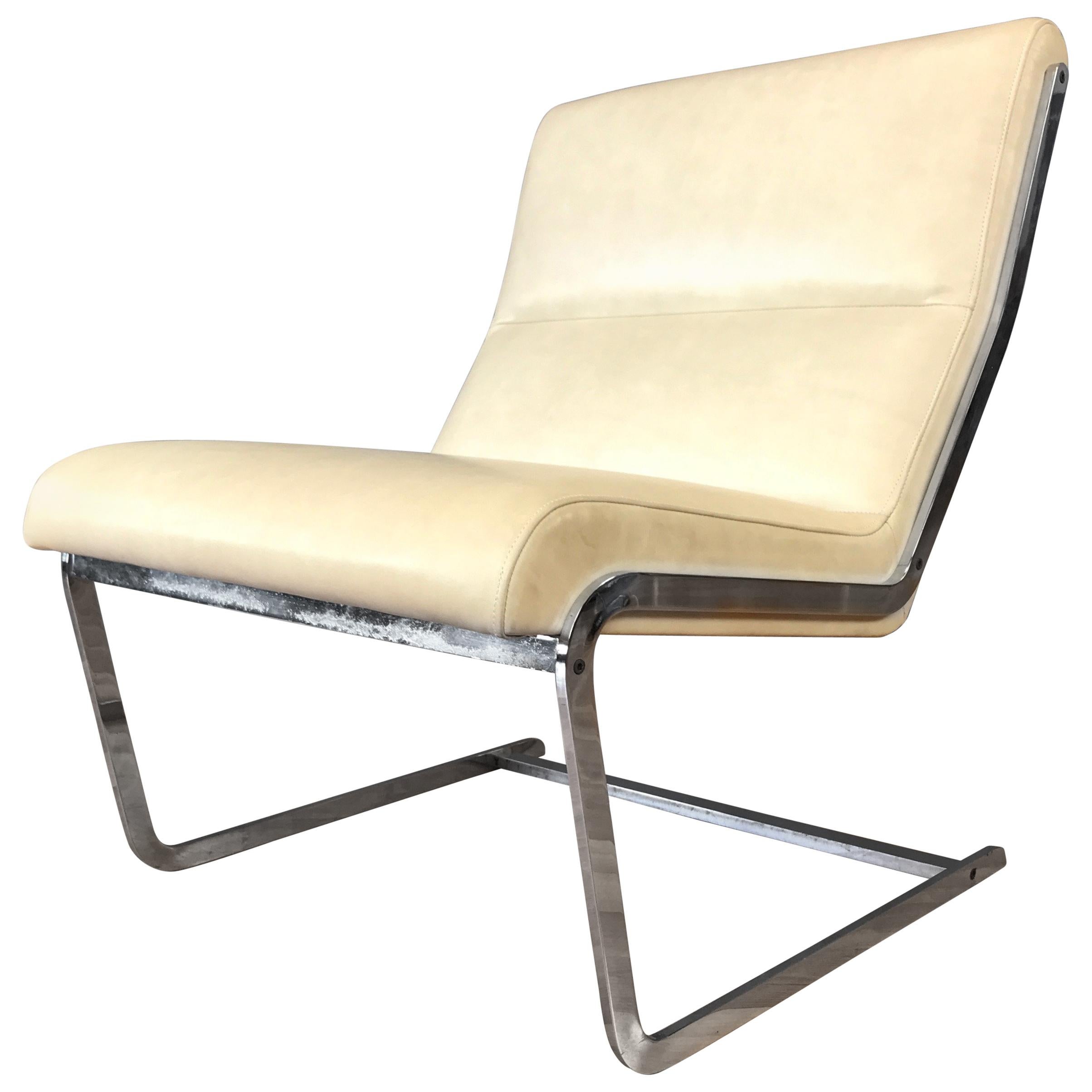 Poul Nørreklit Leather and Chrome Cantilevered Lounge Chair