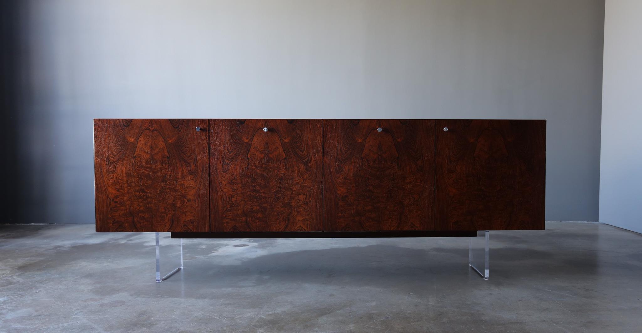 Mid-Century Modern Poul Nørreklit Rosewood & Lucite Credenza for Georg Petersens, circa 1960