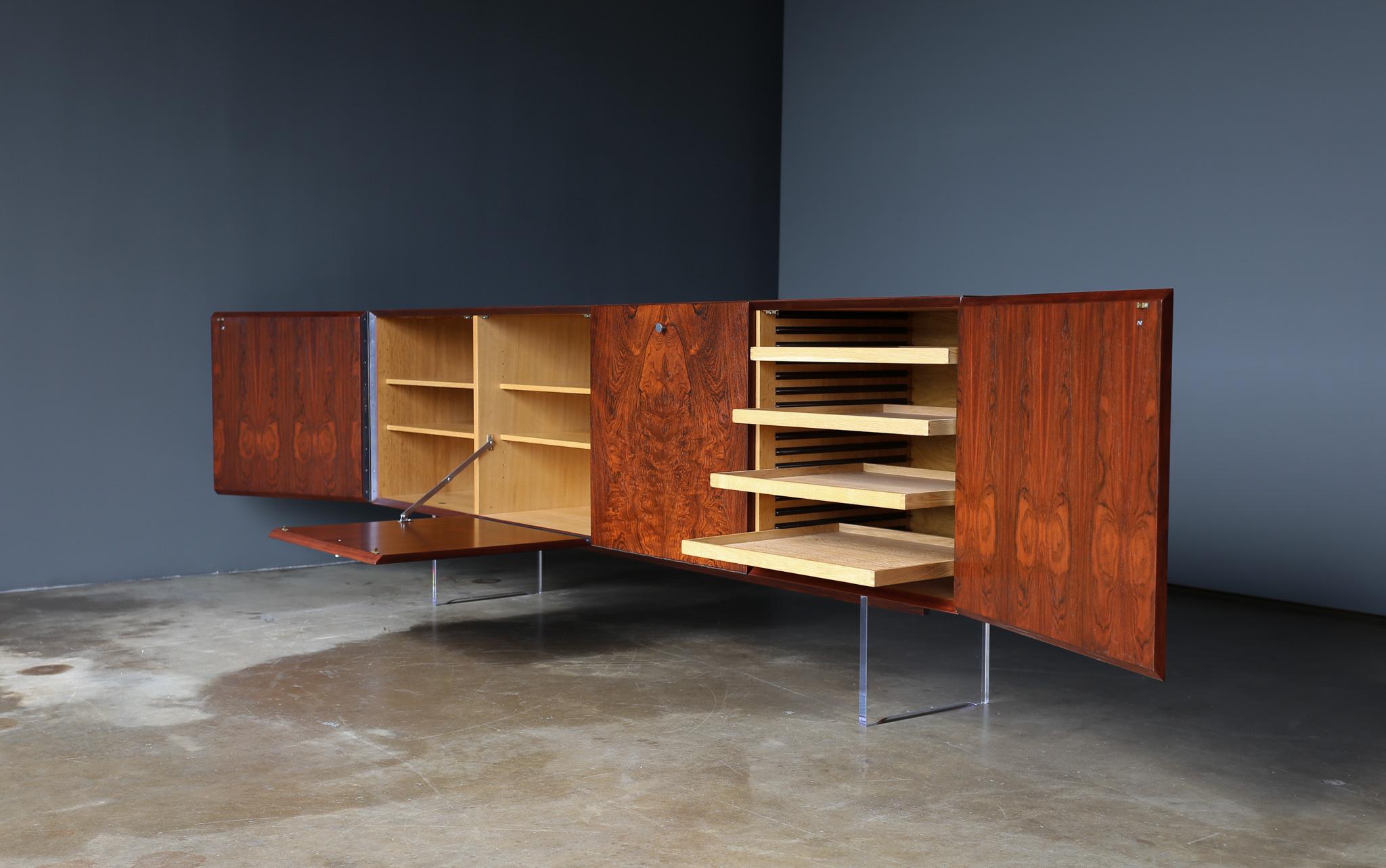 20th Century Poul Nørreklit Rosewood & Lucite Credenza for Georg Petersens, circa 1960