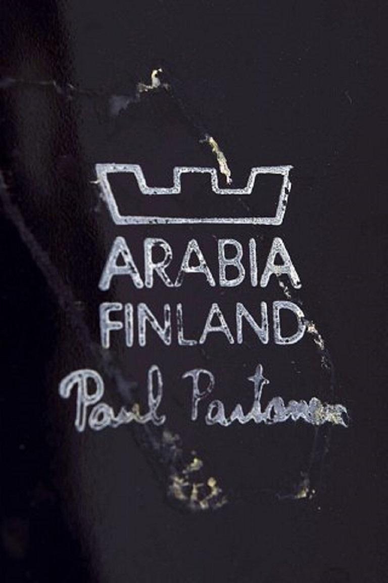 Poul Partanen for Arabia, Finland, Modernist Vase in Black Glazed Ceramics 1980s For Sale 1