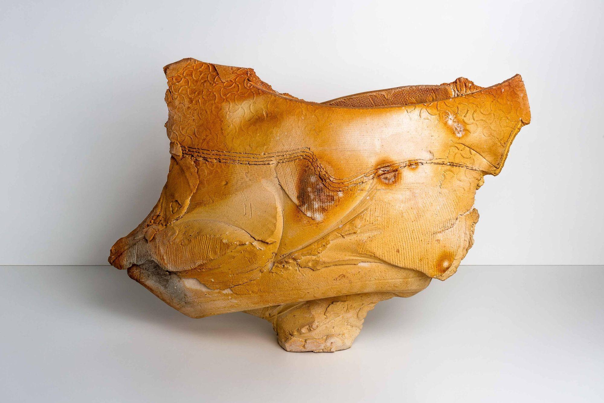 Poul Soldner Raku-Fired Crazed Pedestal Piece Vessel For Sale 2