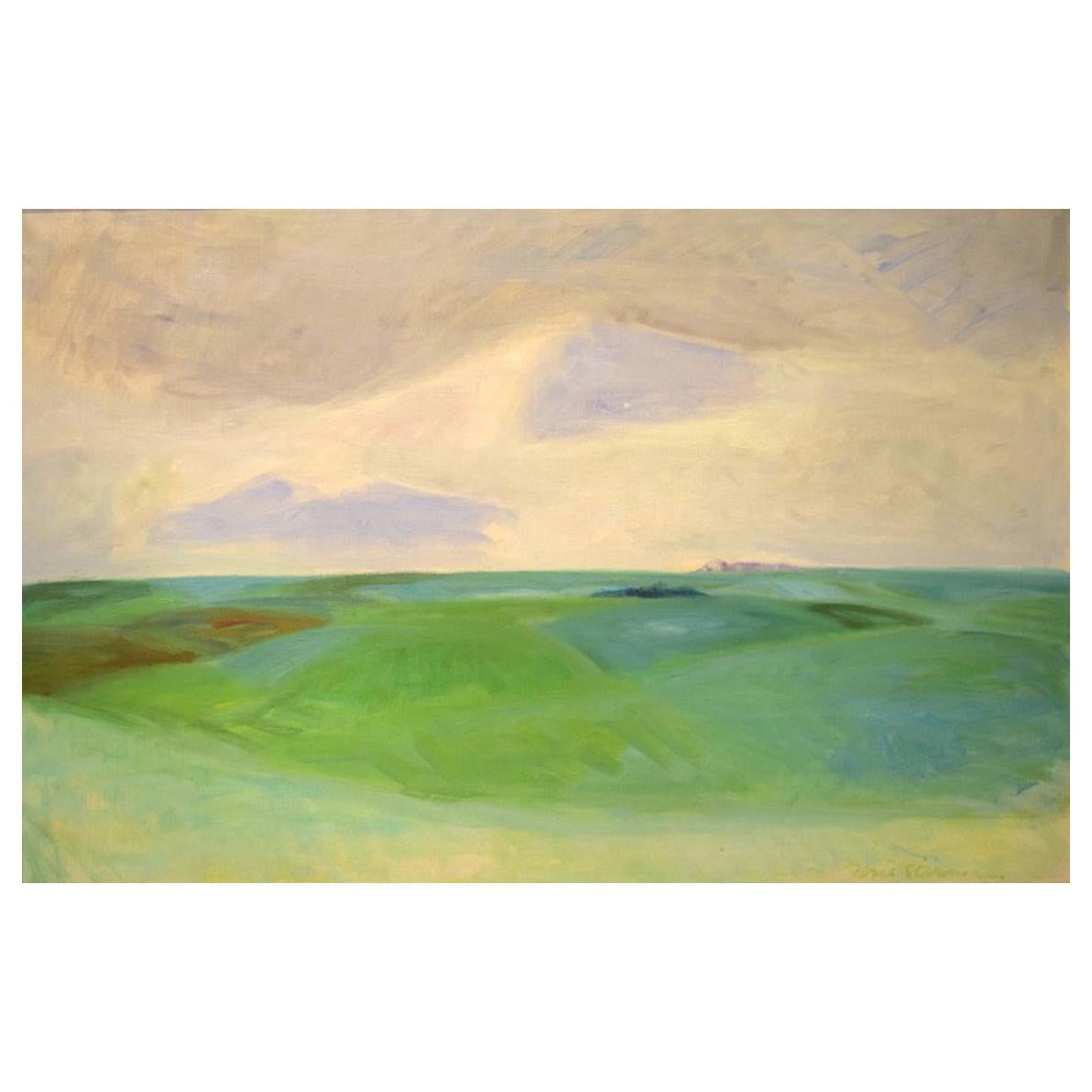 Poul Sørensen, Oil on Canvas, 1940s, Landscape from North Zealand