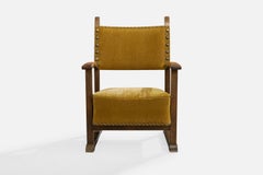 Poul Sørensen, Lounge Chair, Oak, Velvet, Brass, Denmark, 1947