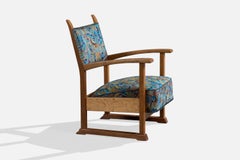 Poul Sørensen, Lounge Chair, Oak, Velvet, Brass, Denmark, 1947