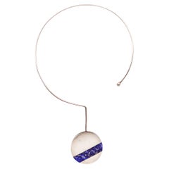 Poul Trige Sørresiig 1966 Denmark Wire Necklace 925 Sterling Silver and Sodalite