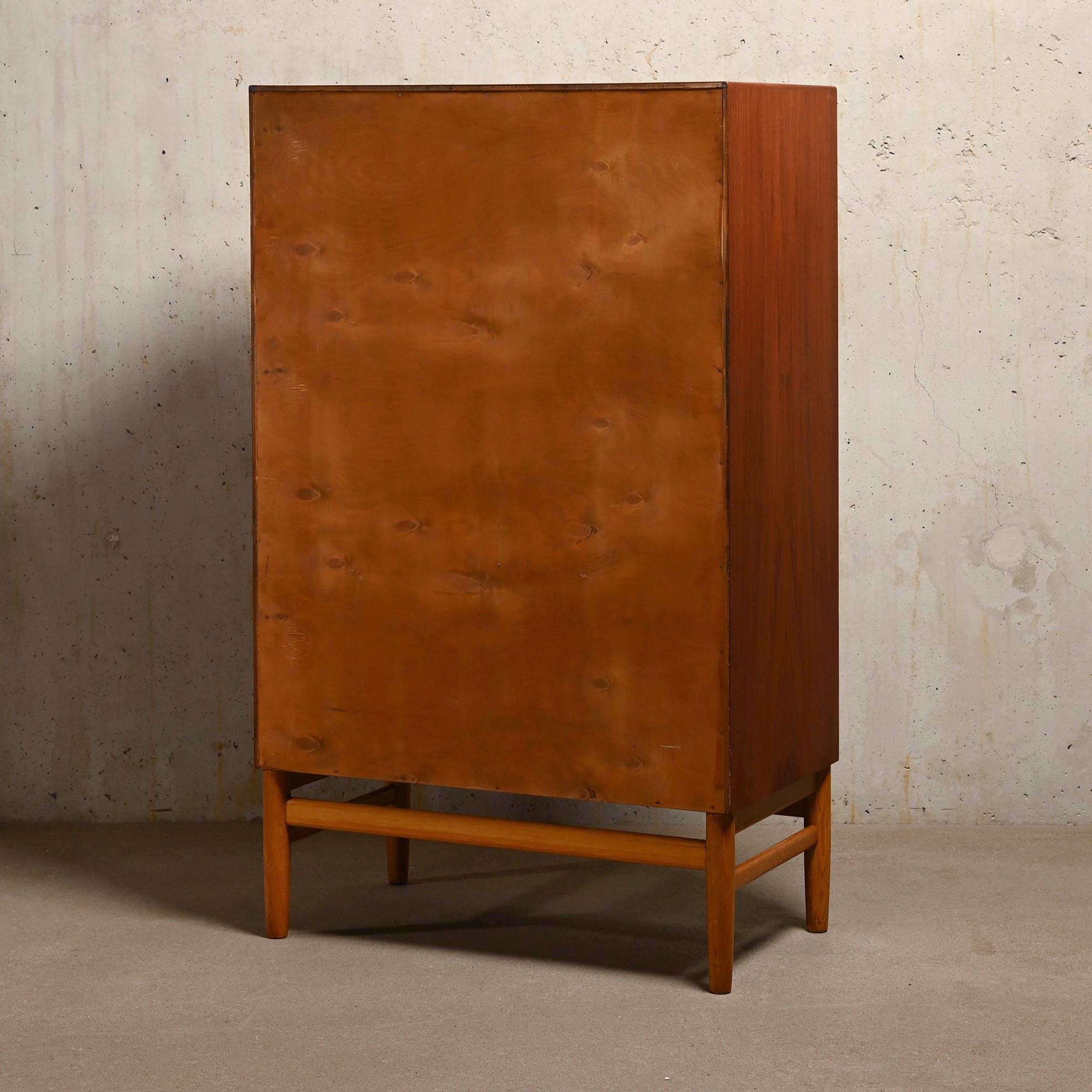 Beech Poul Volther Chest of Drawers, Model F17 in teak and oak for FDB Møbler, Denmark