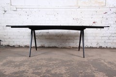 Poul Volther Danish Modern Ebonized Teak Boat Shaped Scissor Leg Dining Table
