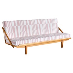 Vintage Poul Volther Sofa / Daybed in Oak and Pierre Frey Fabric, Gemla, Sweden, 1955